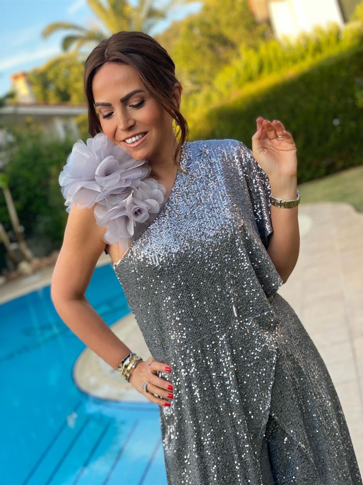 Melisa Tulum Silver-Modalody-Büyük Beden Abiyeler