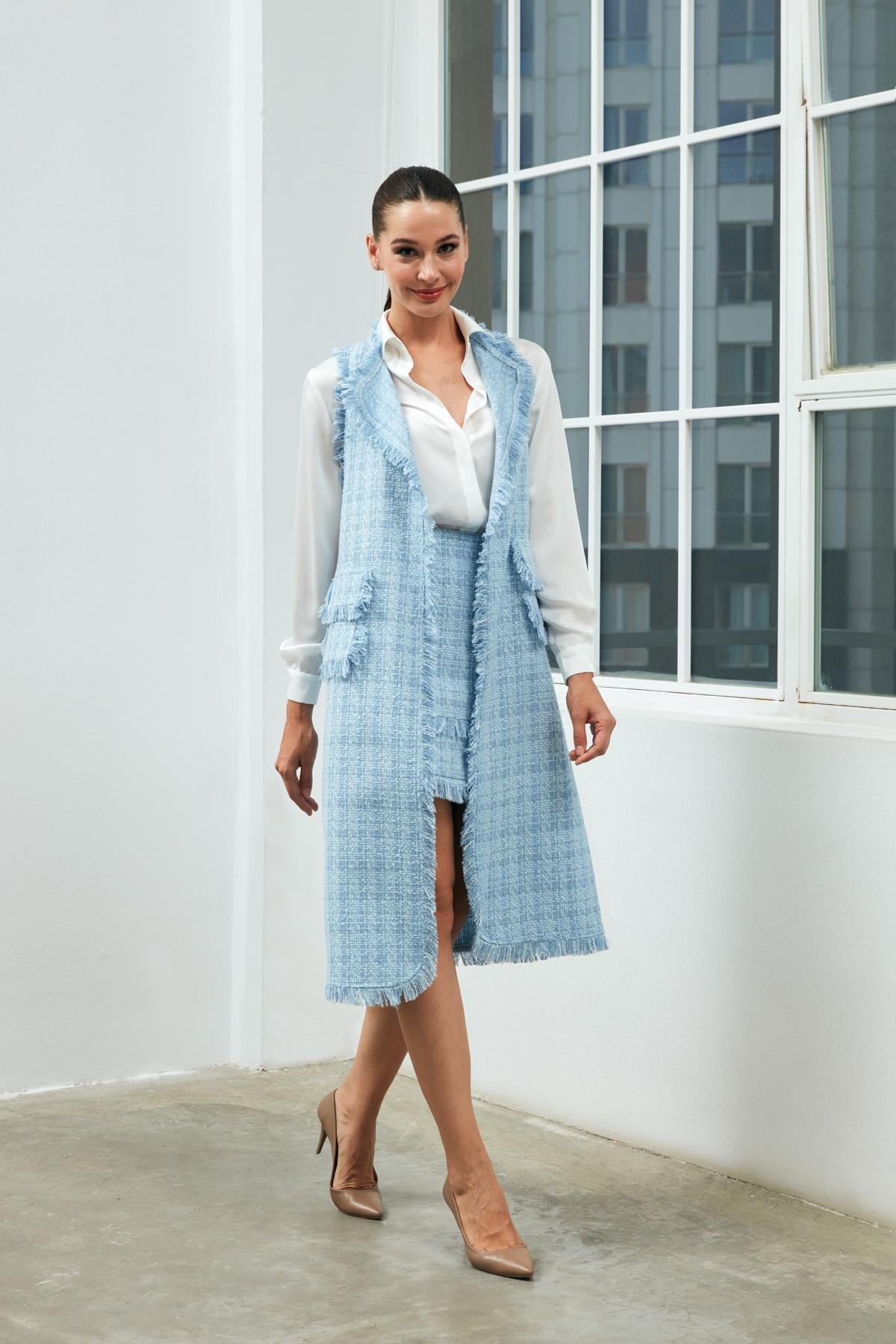 Michel Skirt Blue-Modalody-Plus Size Skirts