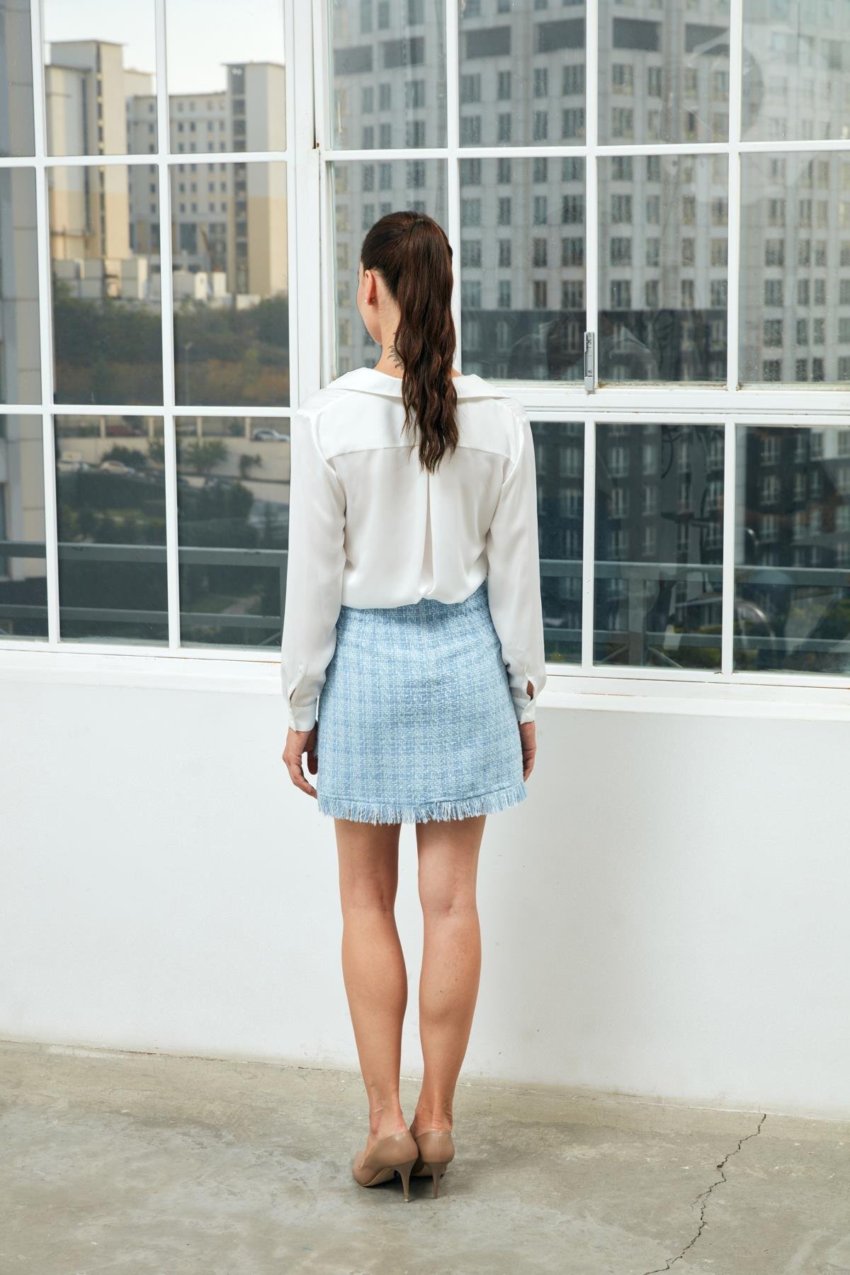 Michel Skirt Blue-Modalody-Plus Size Skirts