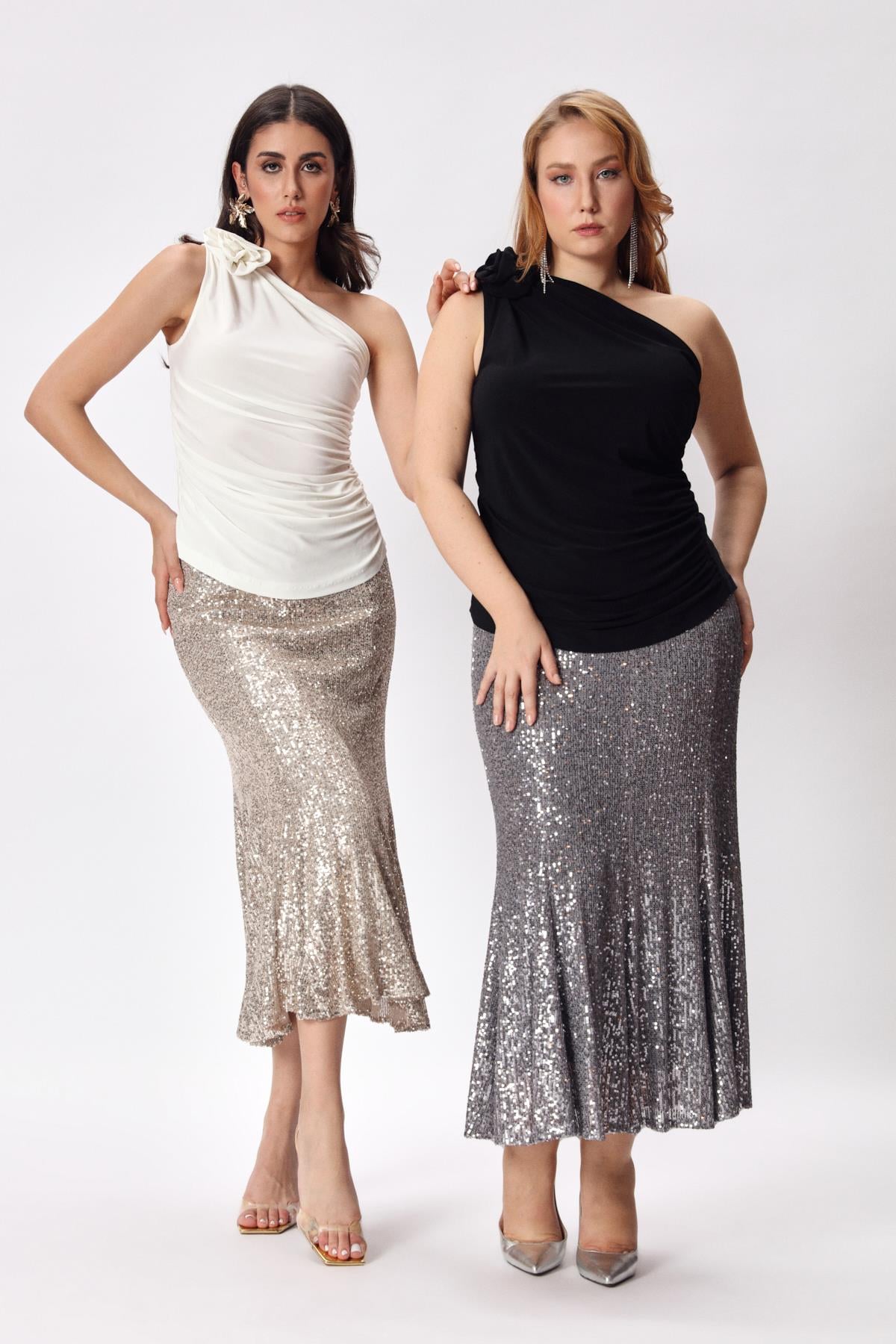 Milos Skirt Beige-Modalody-Plus Size Skirts