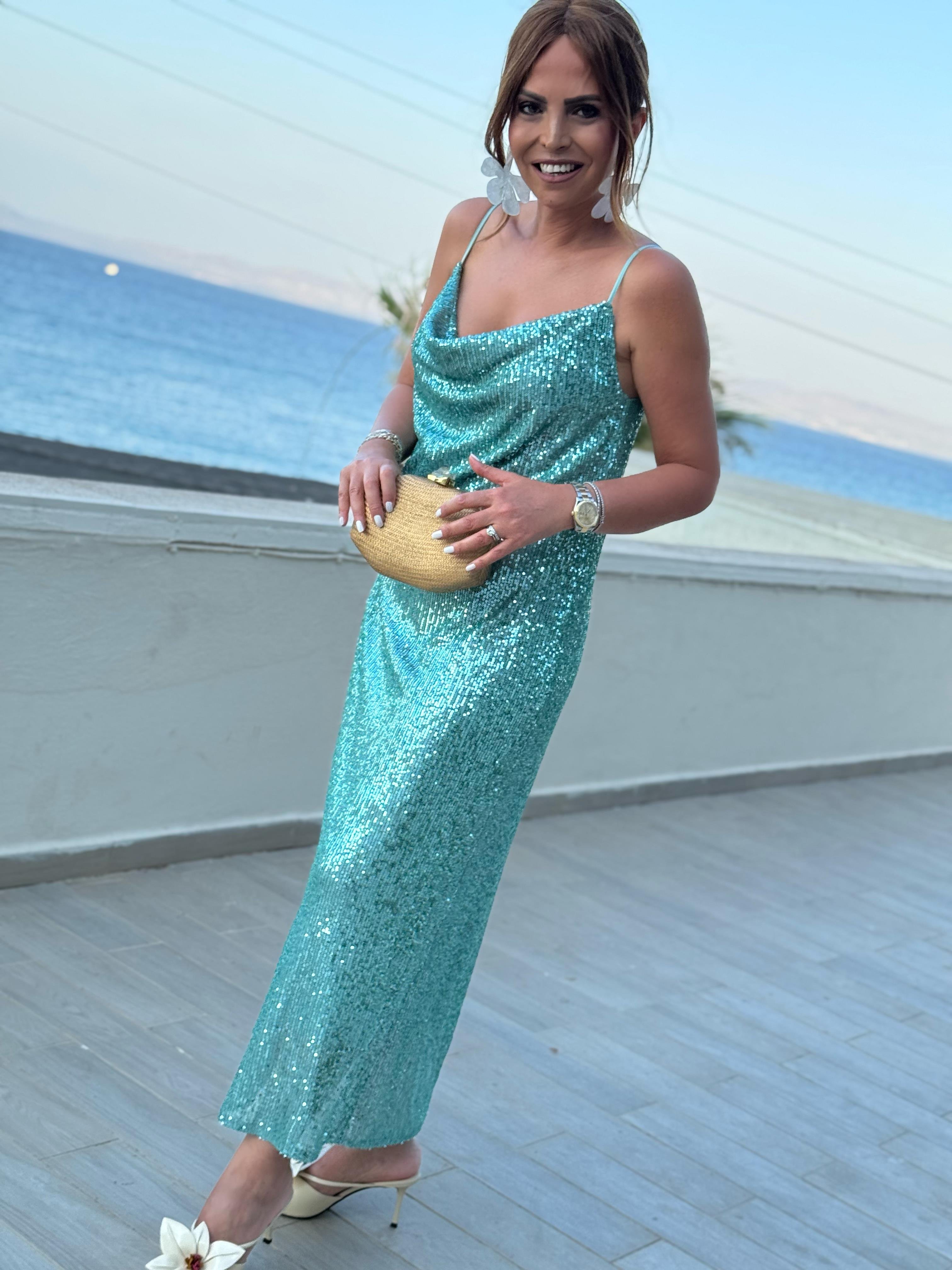 Monete Dress Mint-Modalody-Evening Dresses