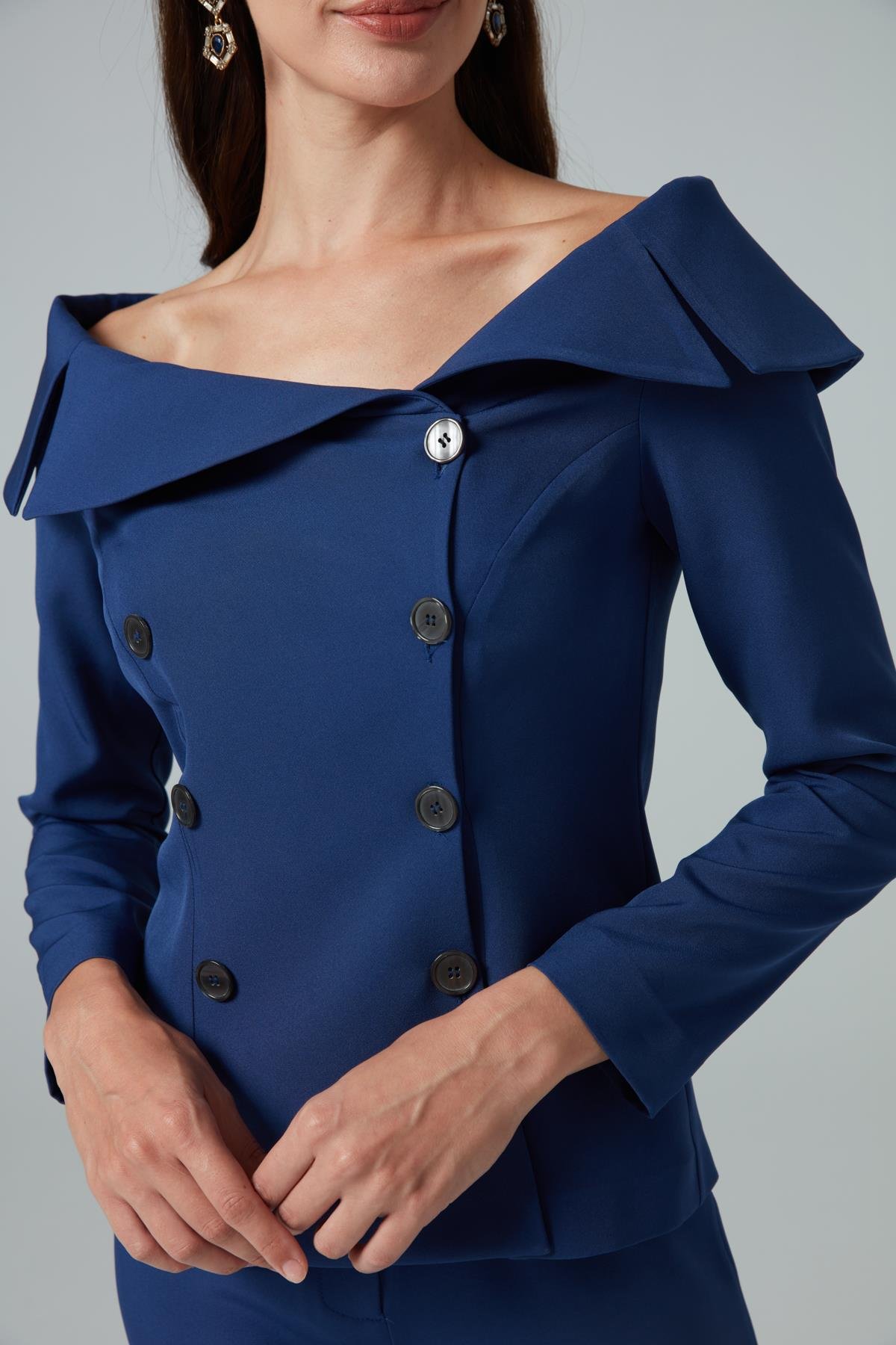 Natali Jacket Indigo-Modalody-Plus Size Jackets