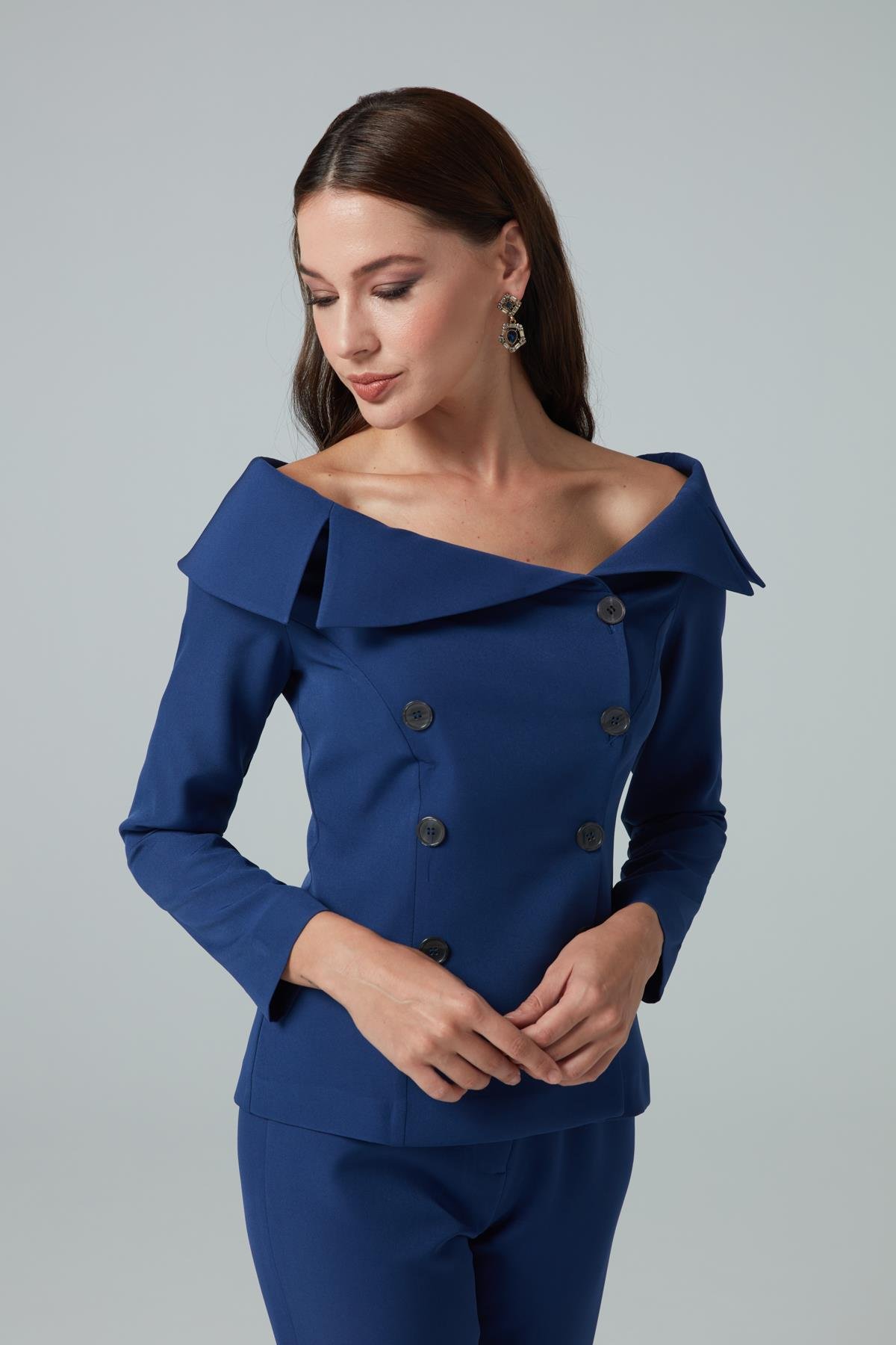 Natali Jacket Indigo-Modalody-Plus Size Jackets