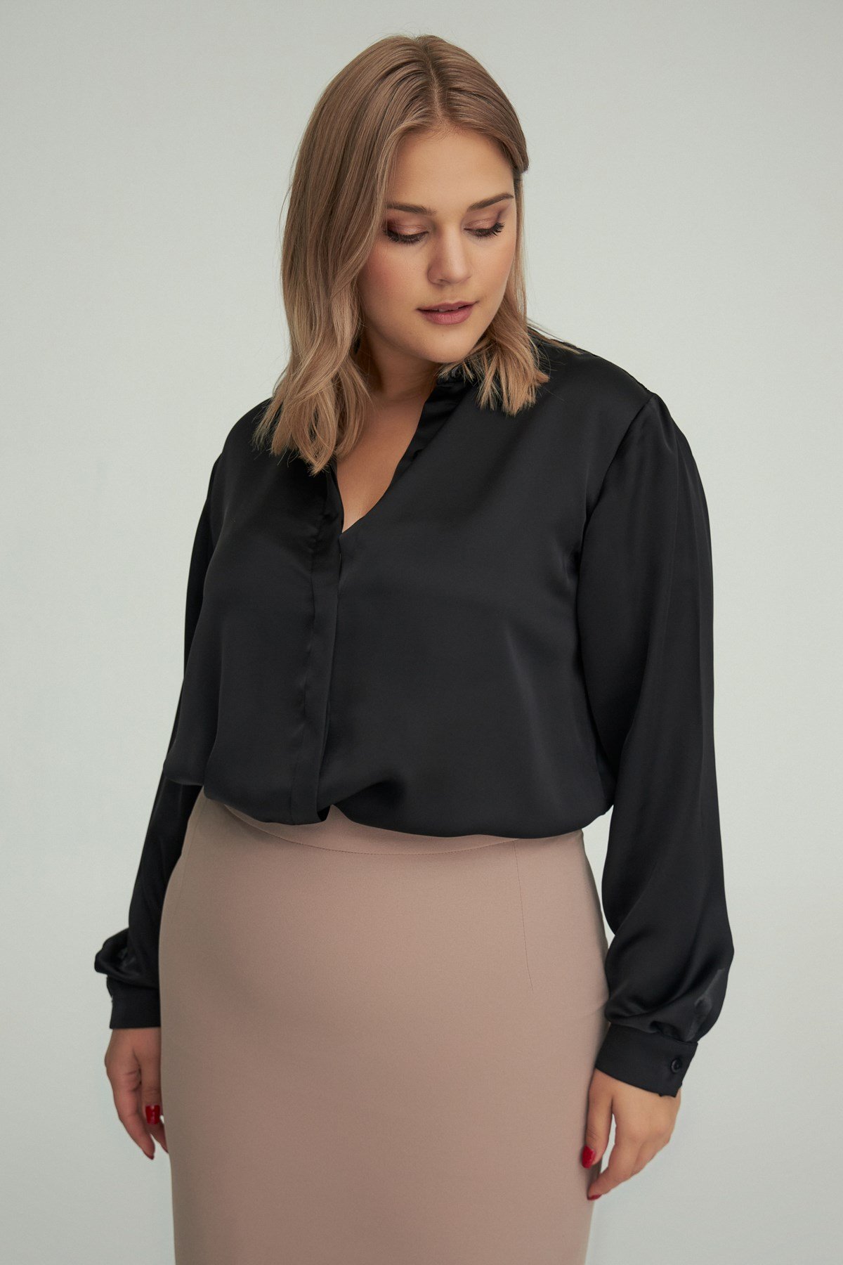 Paris Gömlek Siyah-Modalody-Büyük Beden Gömlekler