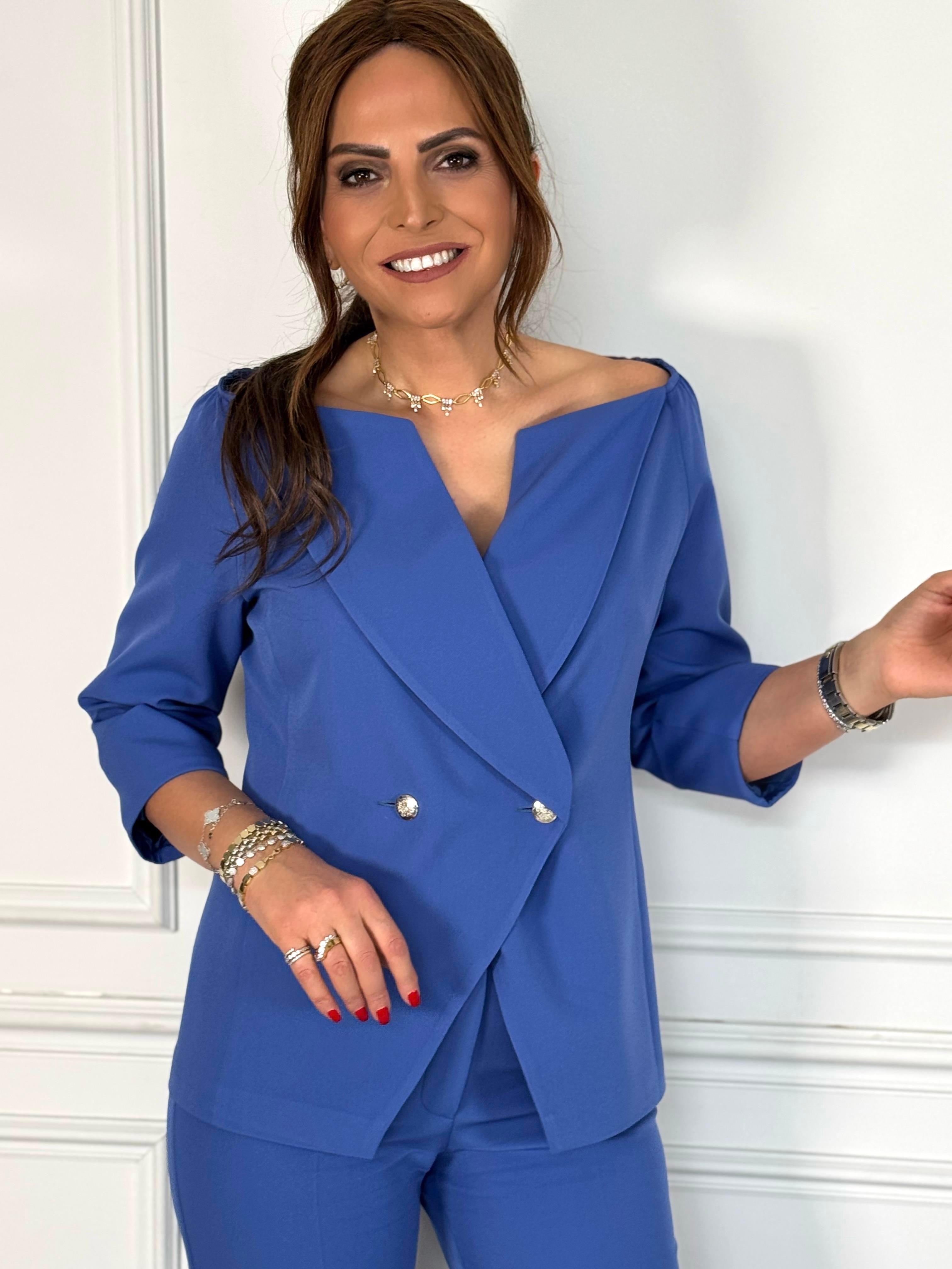 Rima Ceket İndigo-Modalody-Büyük Beden Ceketler