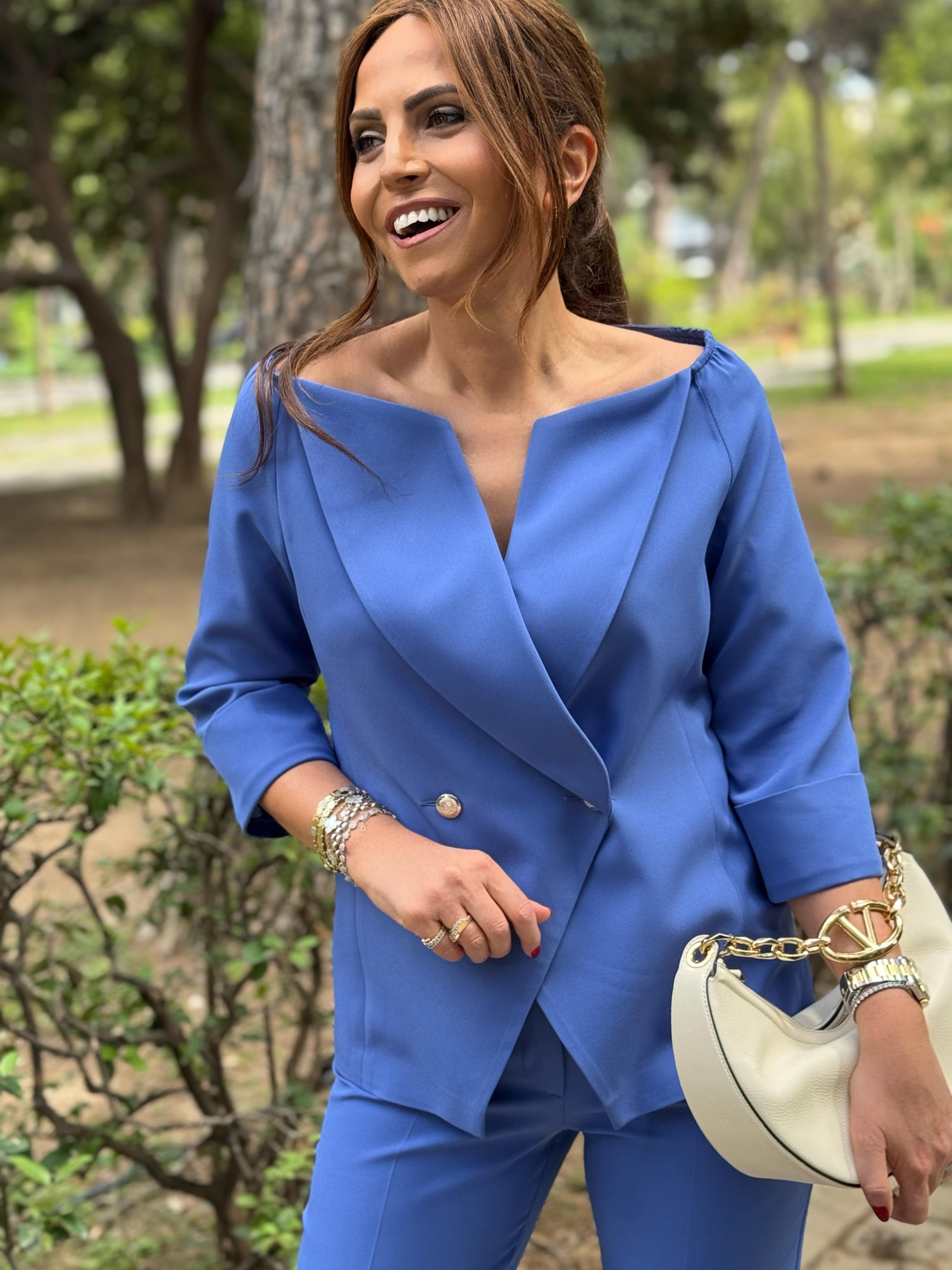 Rima Ceket İndigo-Modalody-Büyük Beden Ceketler