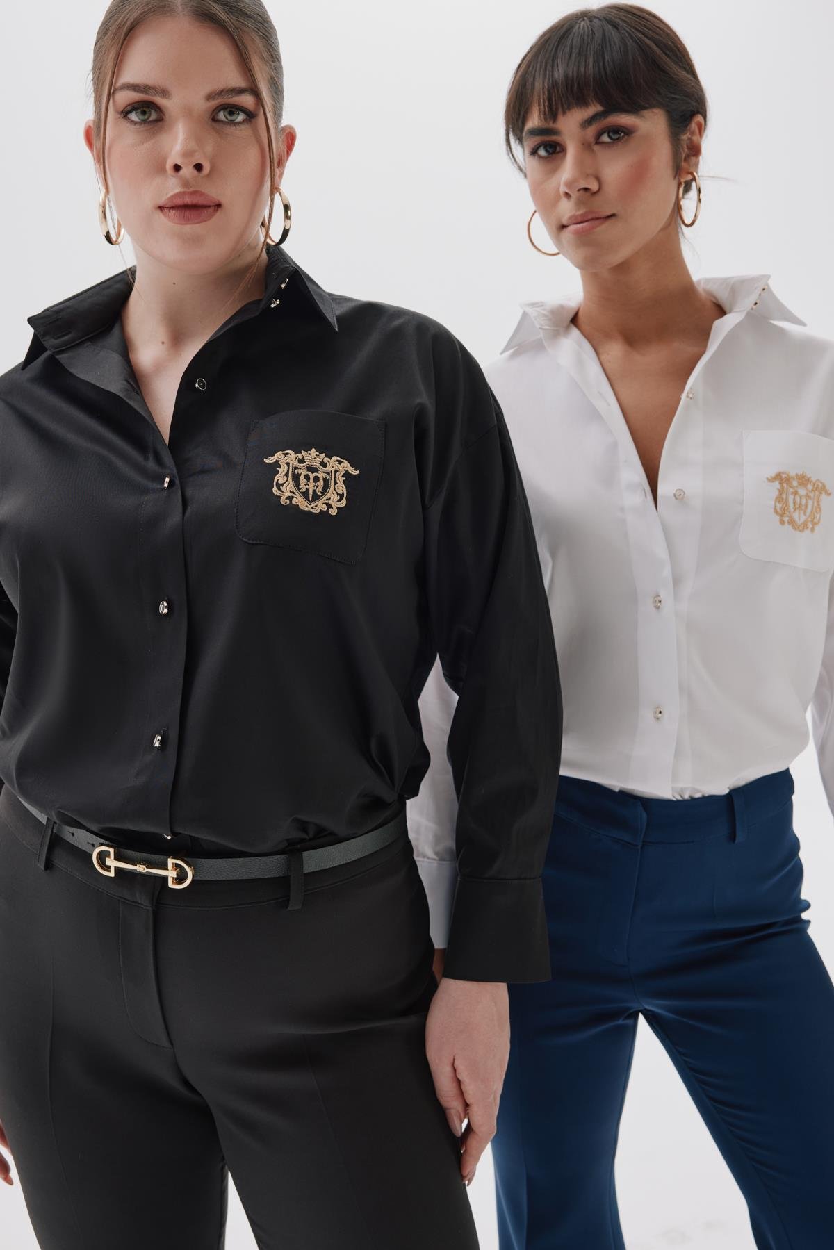 Roberta Shirt Black-Modalody-Plus Size Shirts 