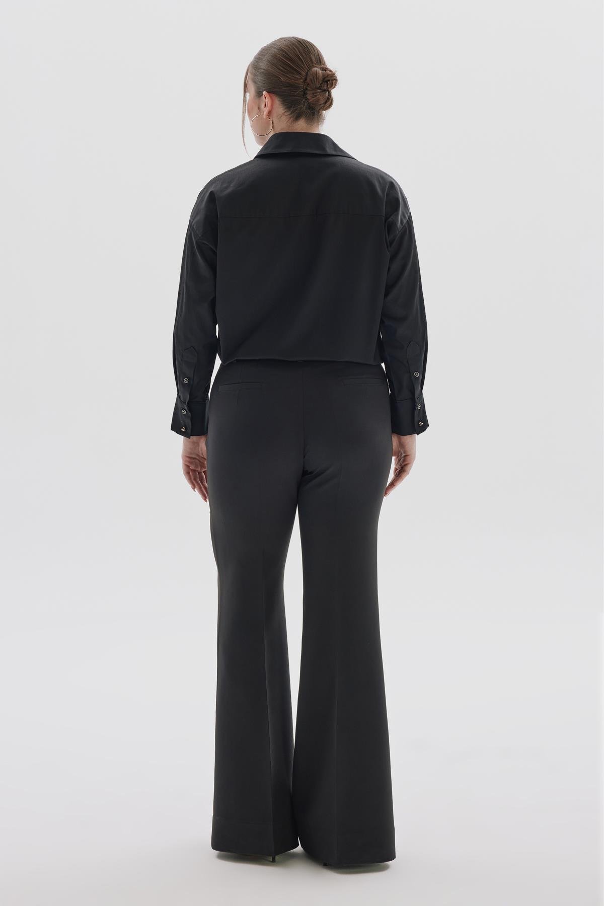 Roberta Shirt Black-Modalody-Plus Size Shirts 