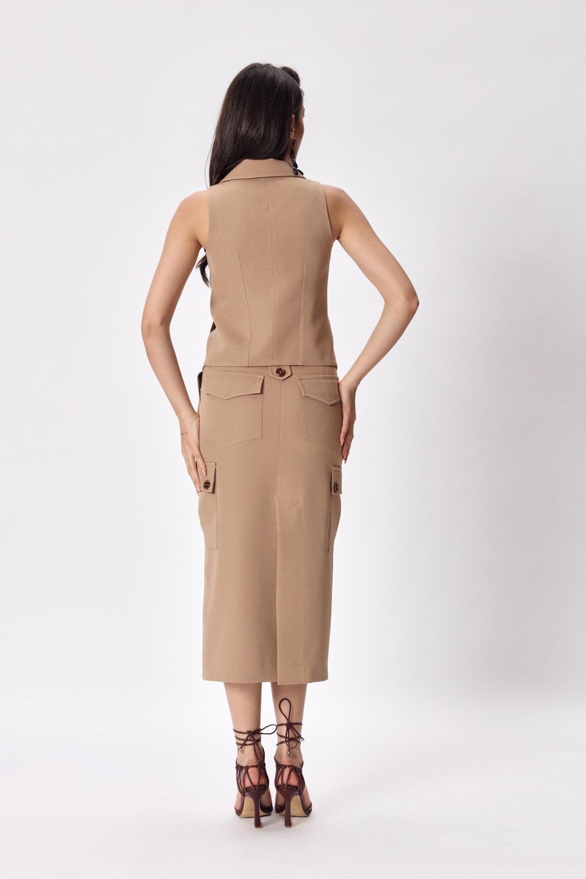 Scarlet Skirt Beige-Modalody-Skirts