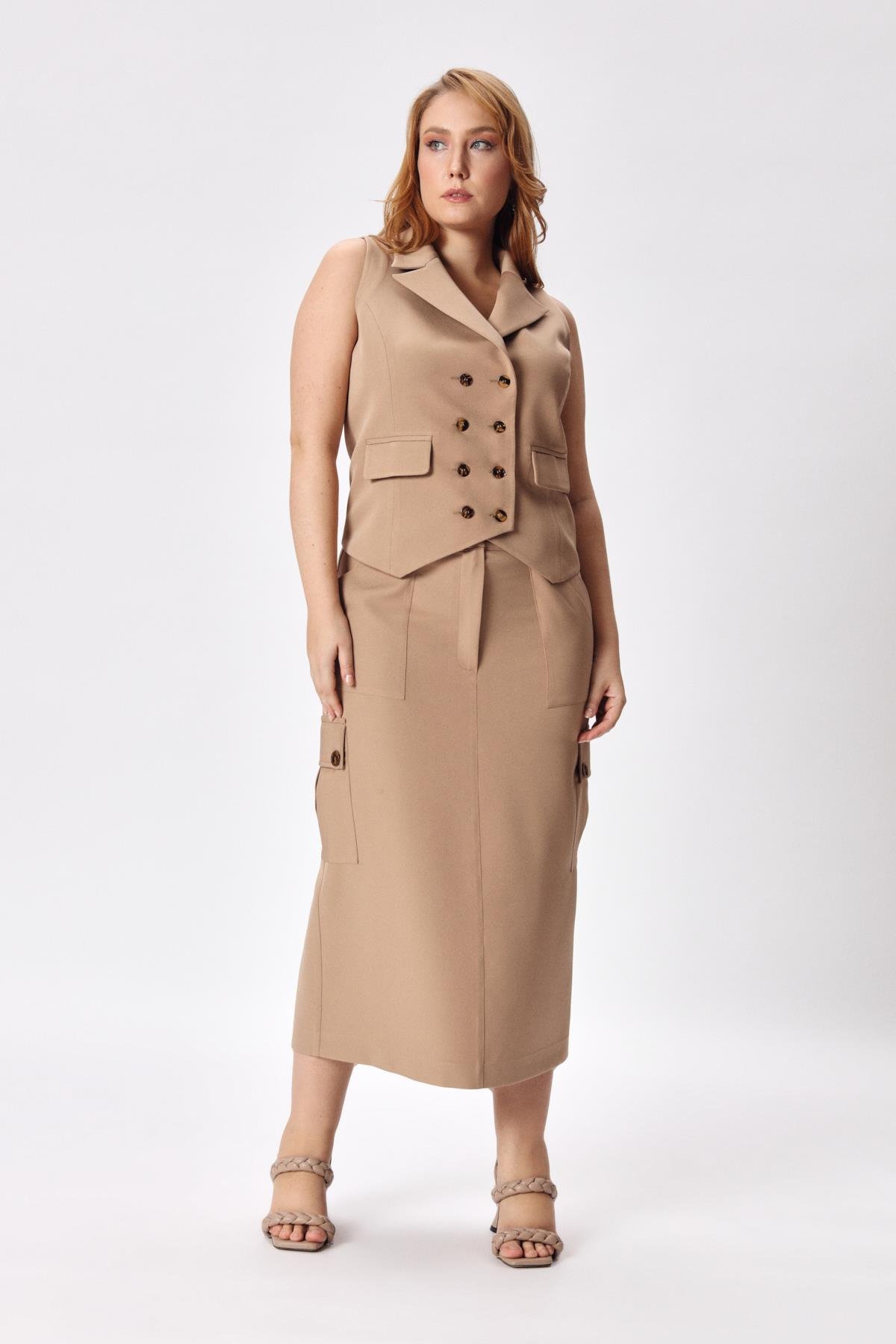 Scarlet Skirt Beige-Modalody-Skirts