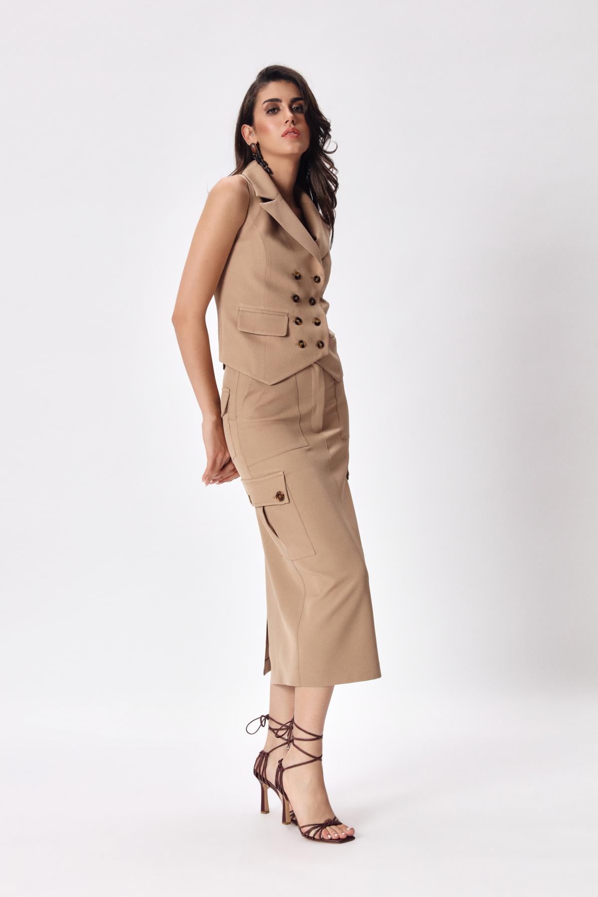 Scarlet Skirt Beige-Modalody-Skirts