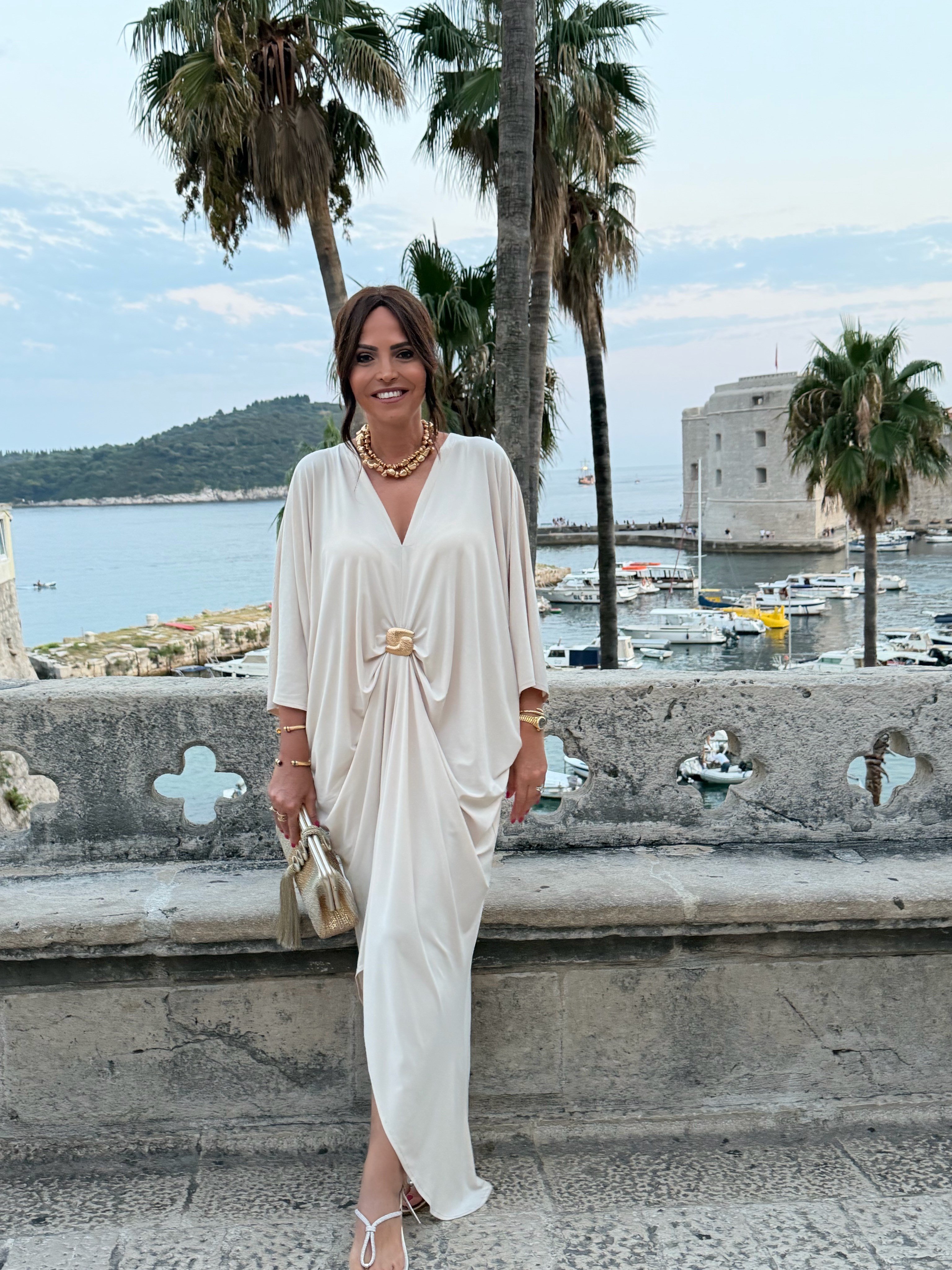 Sevilla Elbise Krem-Modalody-Dresses