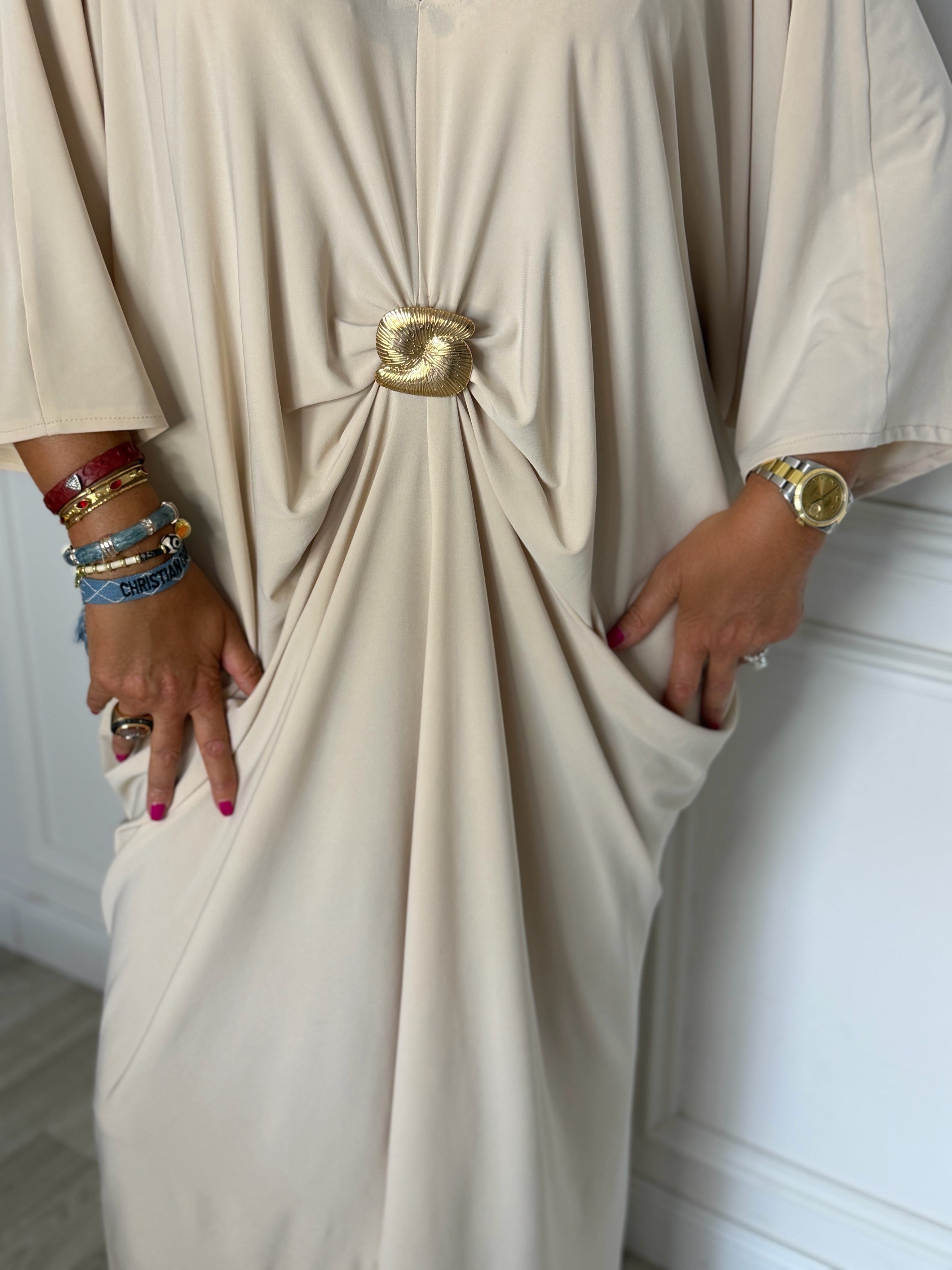 Sevilla Elbise Krem-Modalody-Dresses