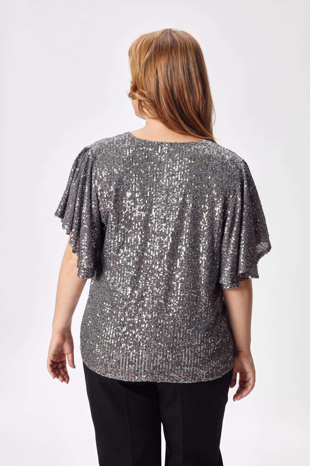 Silvia Bluz Silver-Modalody-Plus Size Blouses