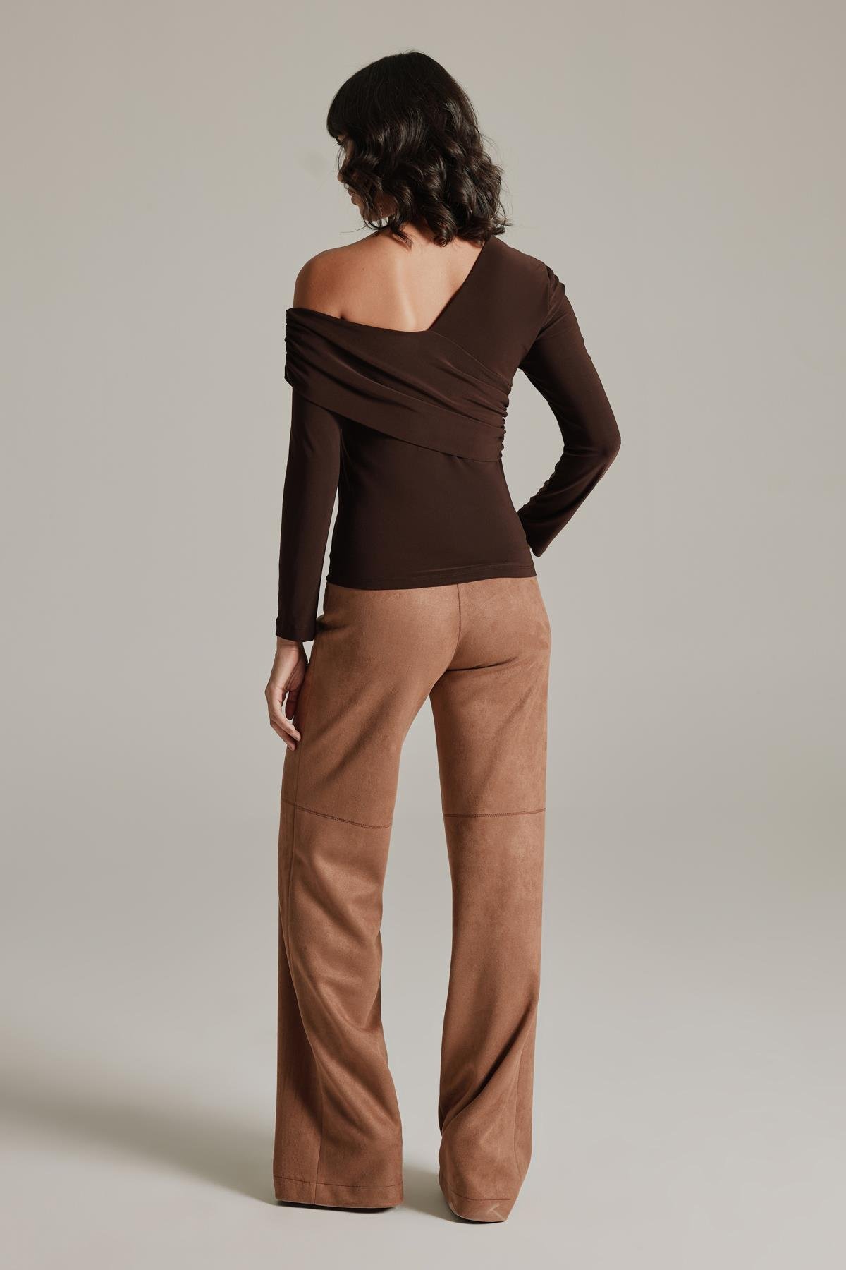 Studio Draped Blouse Brown-Modalogy-Blouse