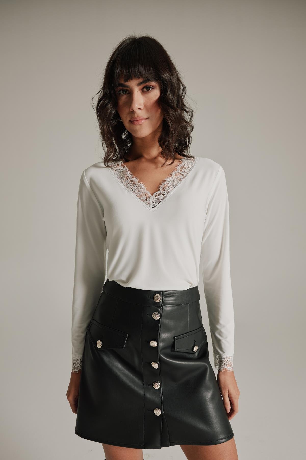 Studio Lace Blouse Ecru-Modalogy-Blouse