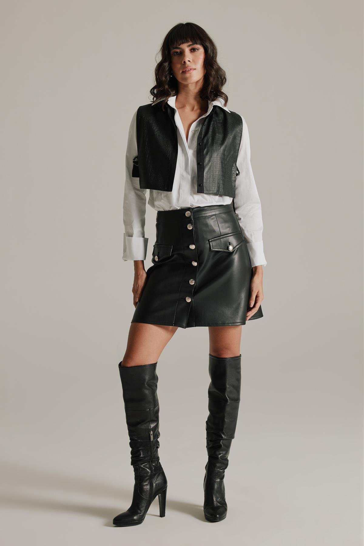 Studio Leather Skirt-Modalogy- Skirt
