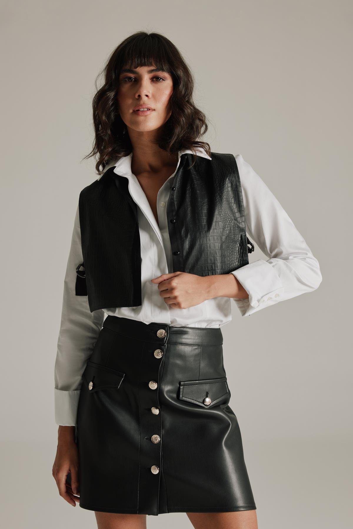 Studio Leather Skirt-Modalogy- Skirt