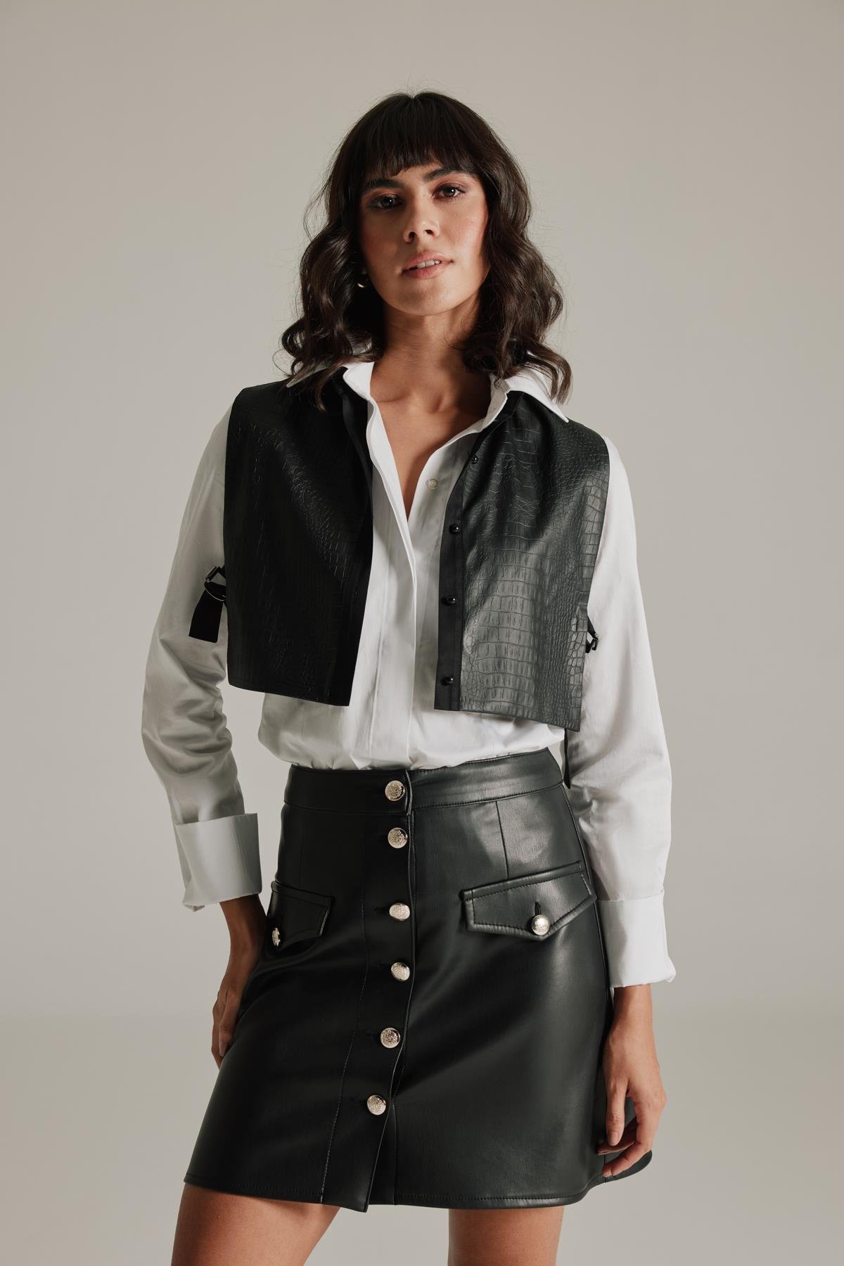 Studio Leather Skirt-Modalogy- Skirt