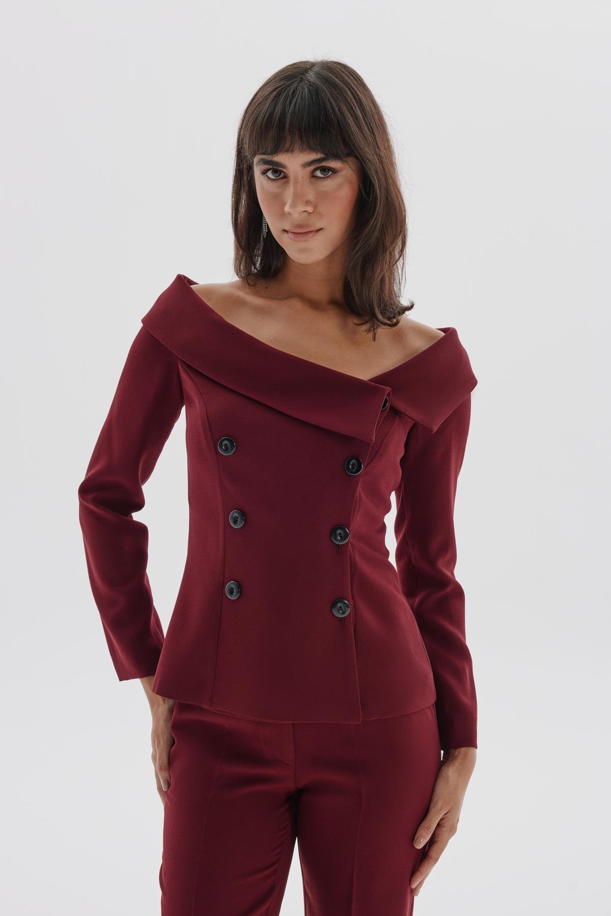 Tiffany Jacket Burgundy-Modalogy-Jackets & Coats