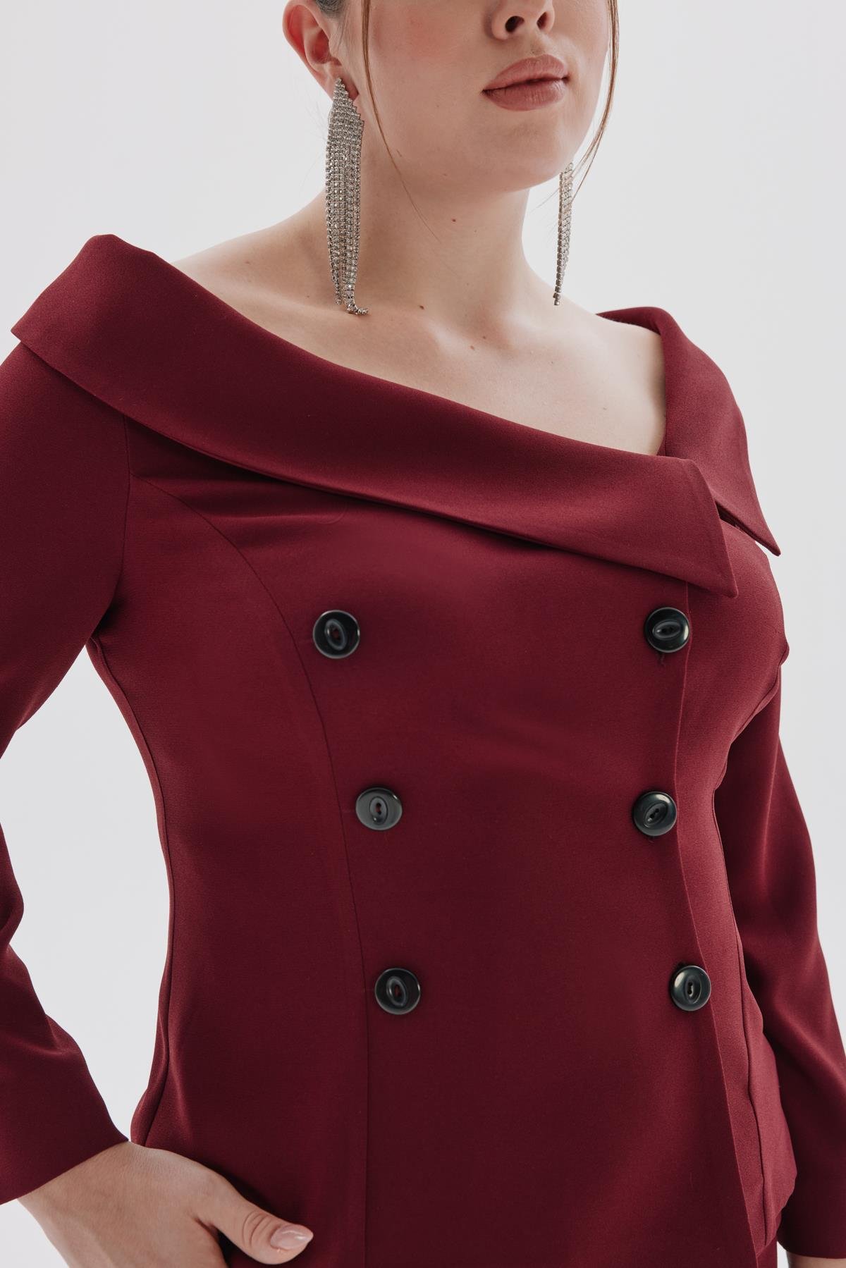 Tiffany Jacket Burgundy-Modalogy-Jackets & Coats
