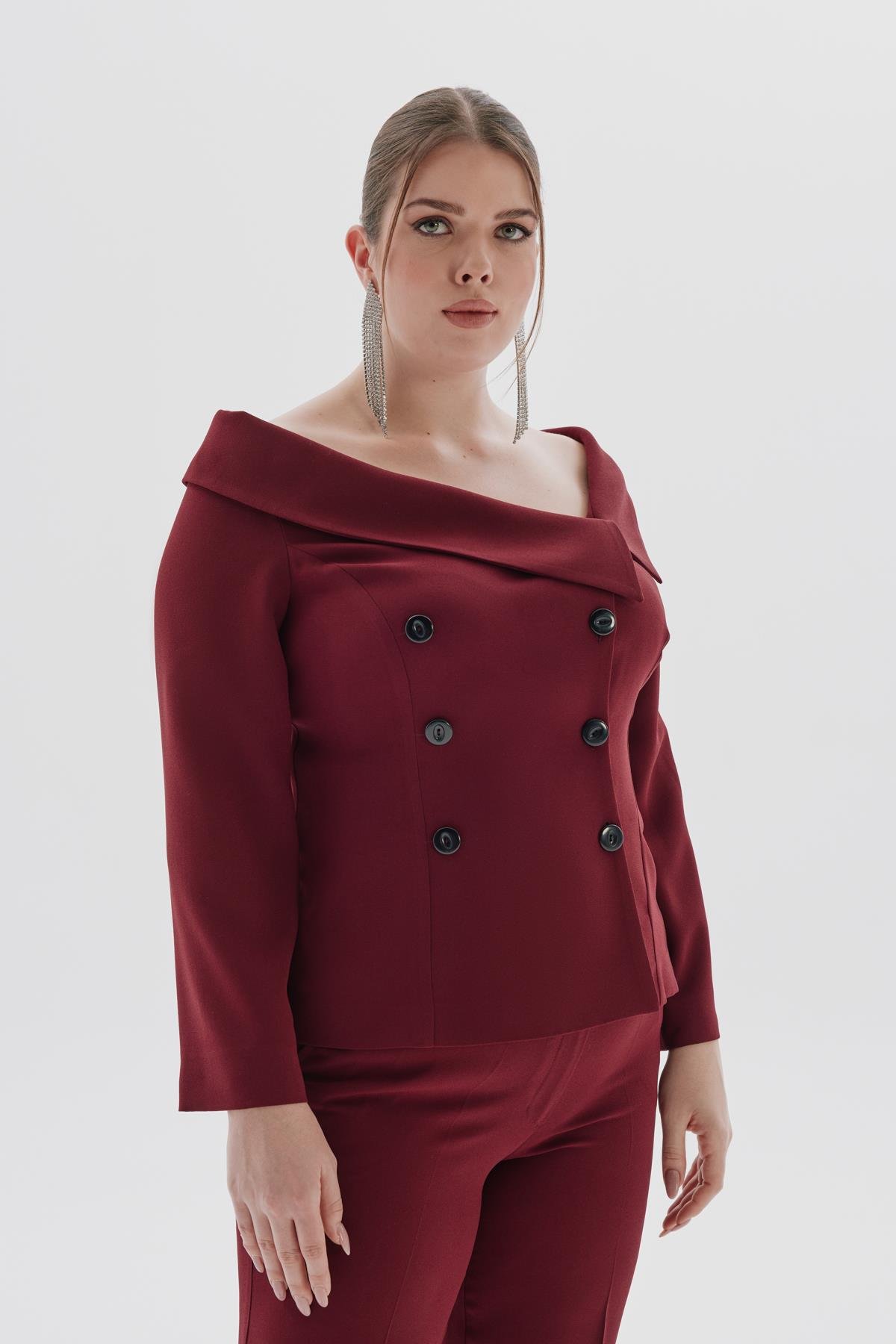 Tiffany Jacket Burgundy-Modalogy-Jackets & Coats