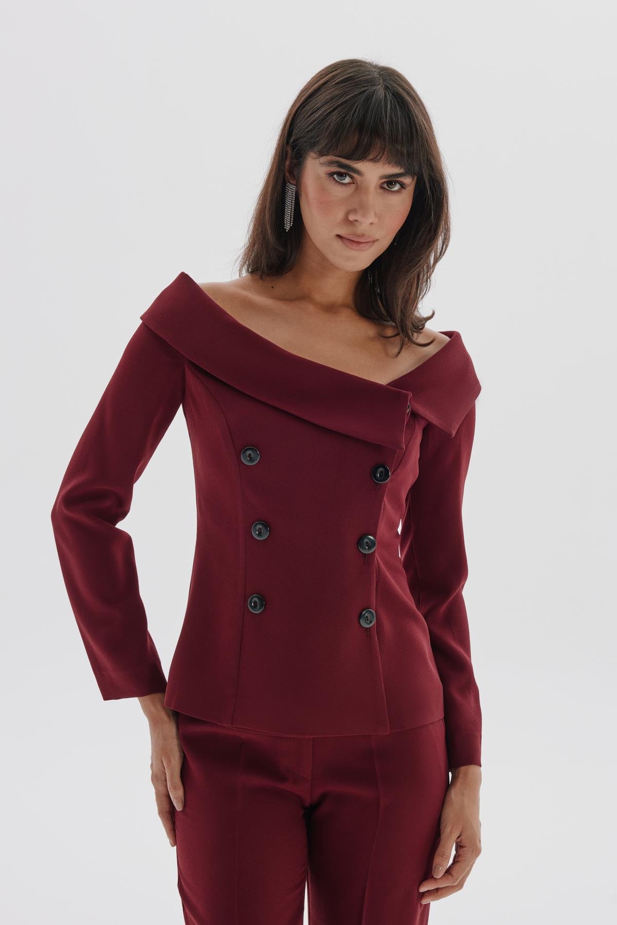 Tiffany Jacket Burgundy-Modalogy-Jackets & Coats