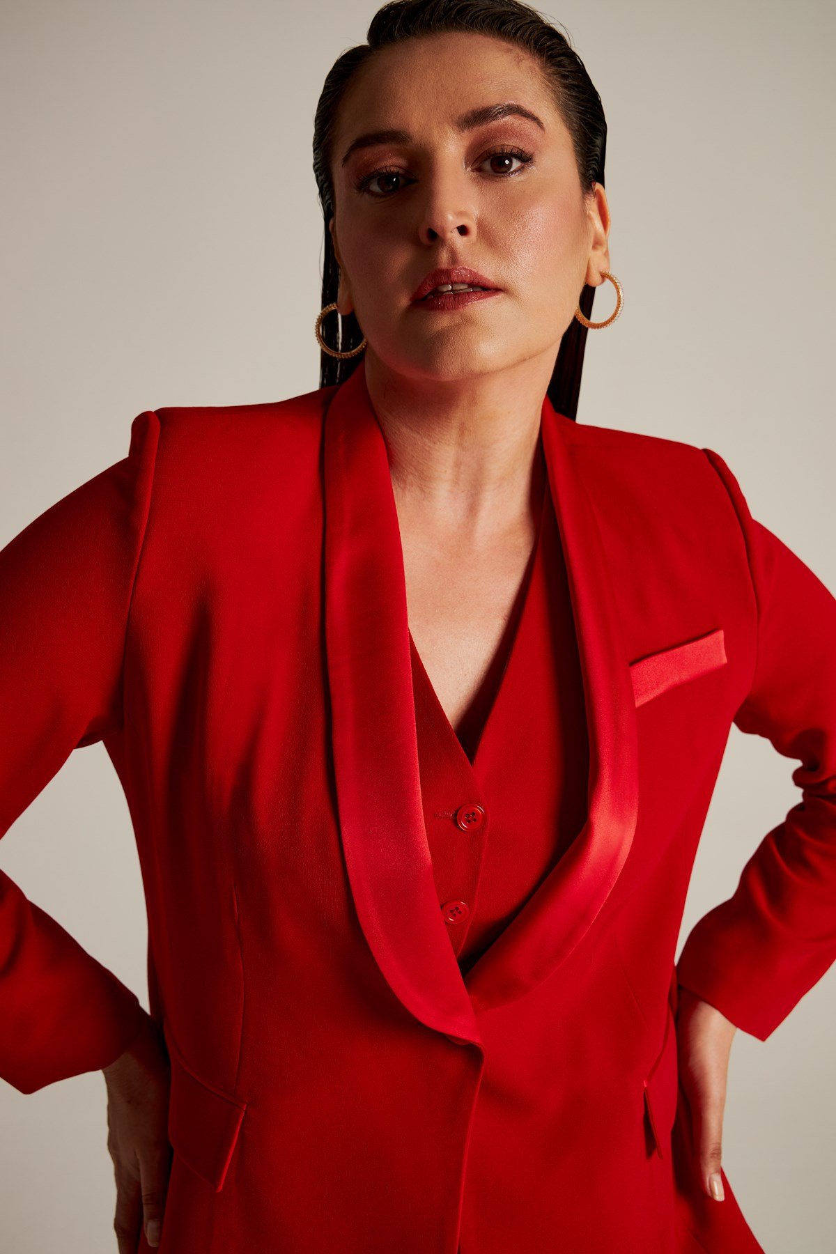 Vanessa Jacket Red-Modalody-Plus Size Jackets