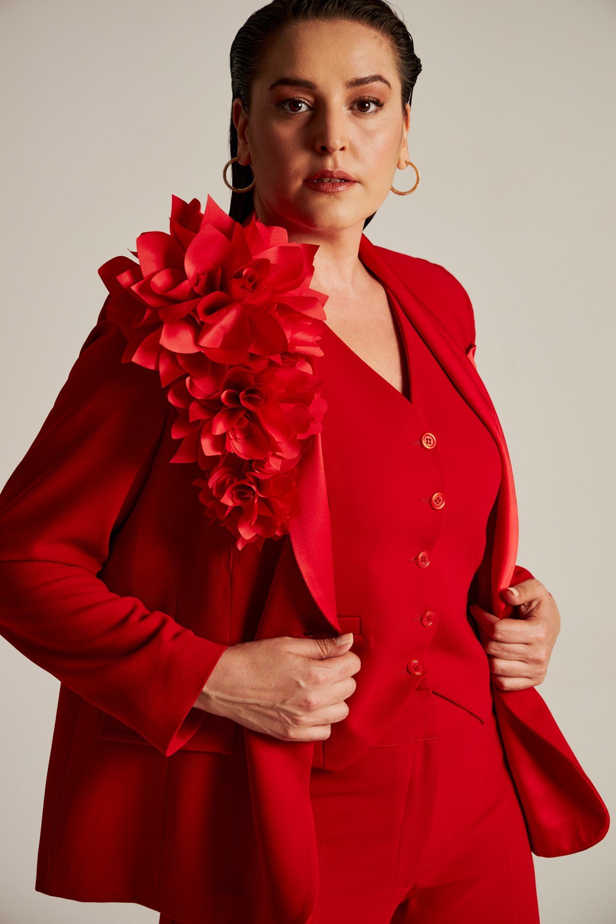 Vanessa Jacket Red-Modalody-Plus Size Jackets