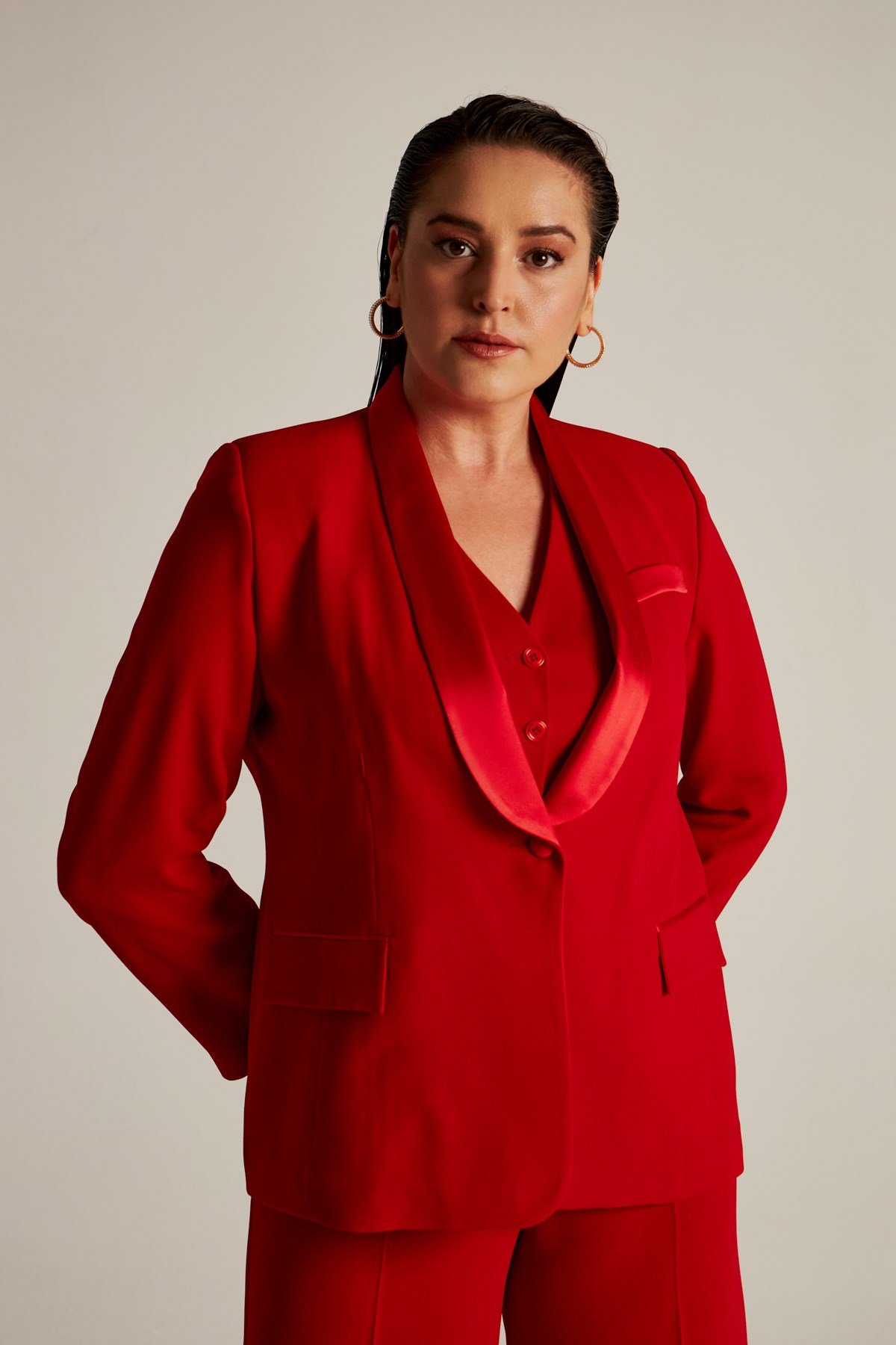 Vanessa Jacket Red-Modalody-Plus Size Jackets