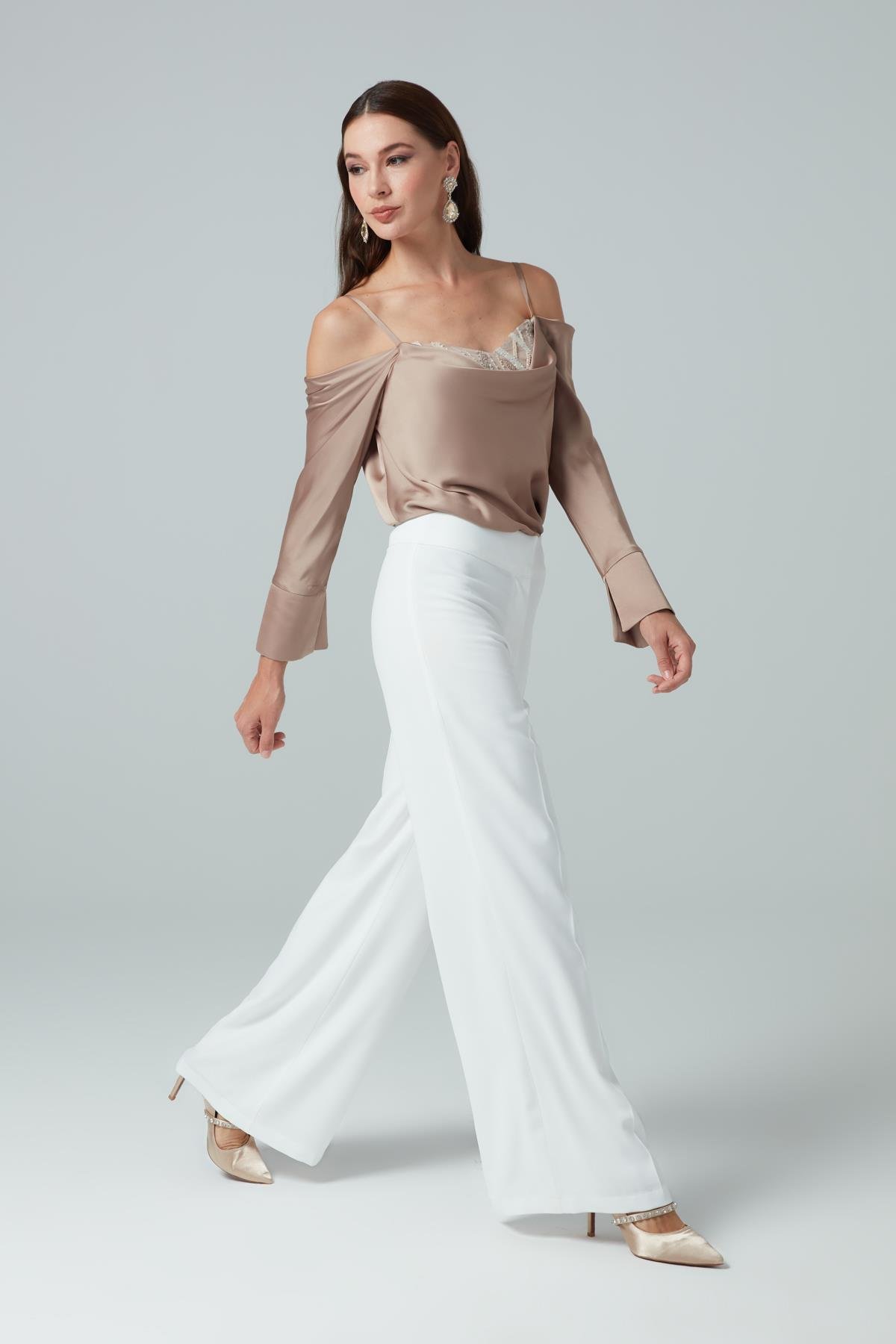 Vanessa Pants Ecru-Modalody-Plus Size Trousers