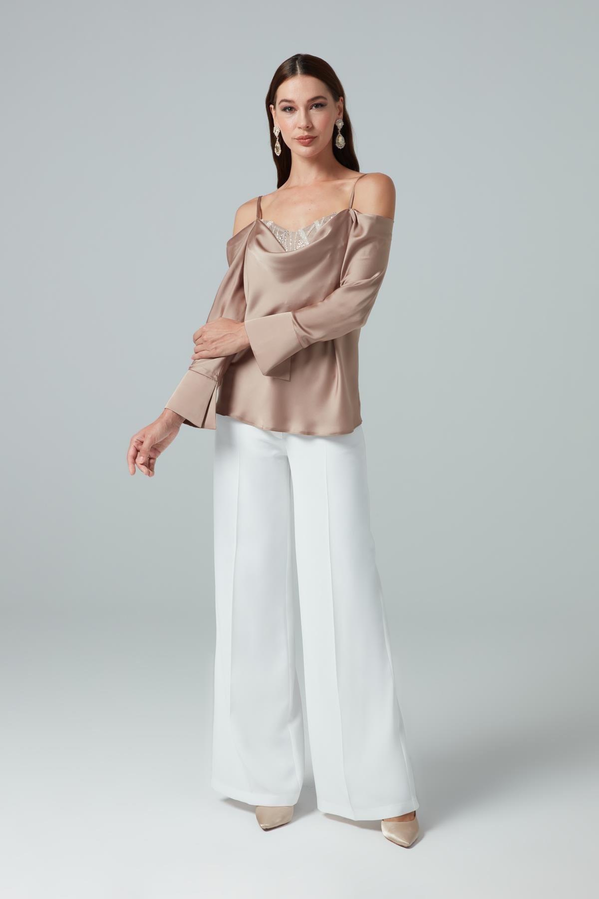 Vanessa Pants Ecru-Modalody-Plus Size Trousers