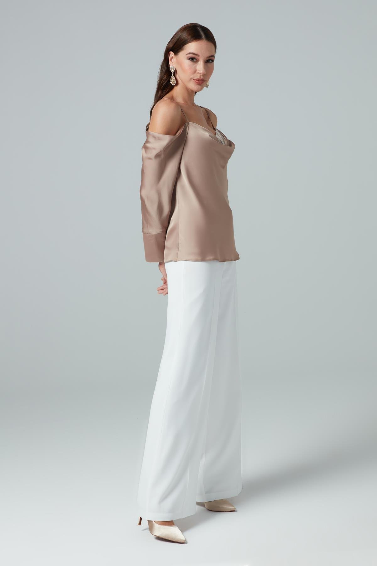 Vanessa Pants Ecru-Modalody-Plus Size Trousers