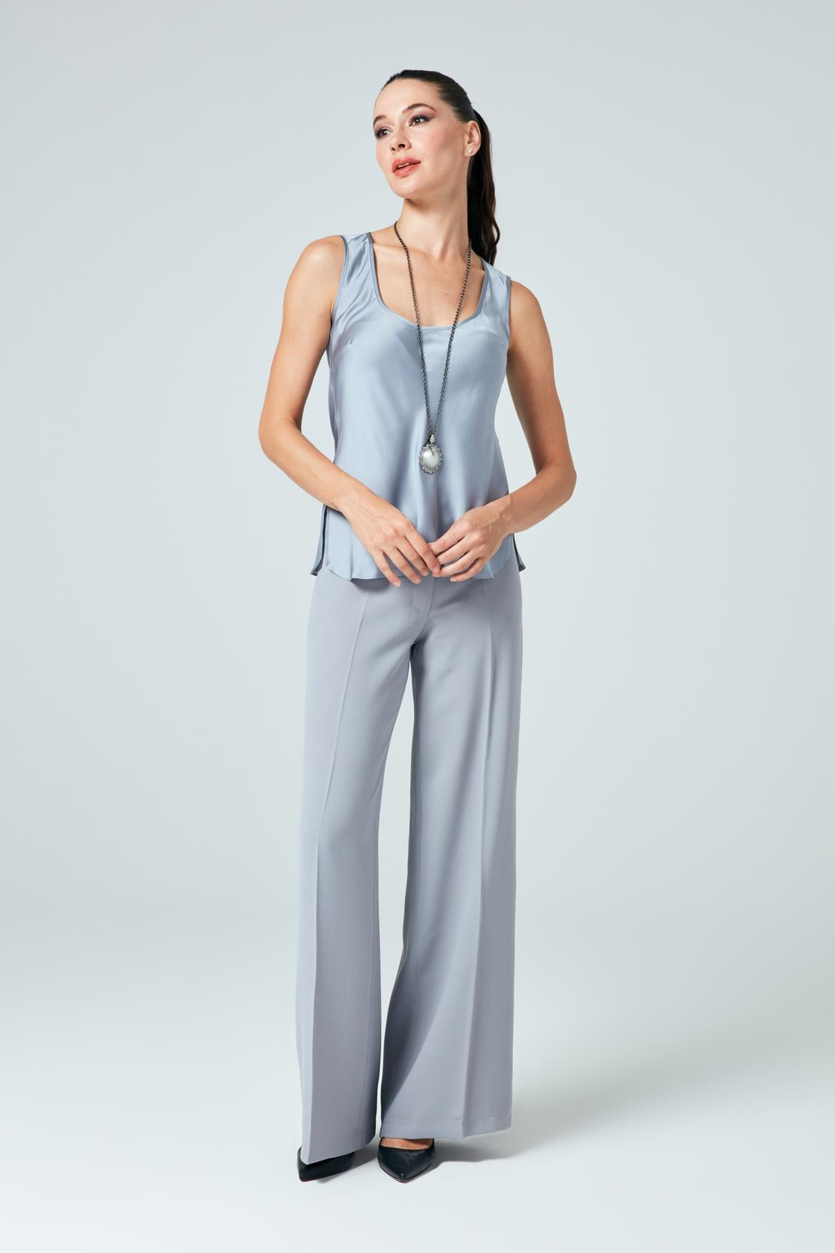 Vanessa Trousers Gray-Modalody-Plus Size Trousers