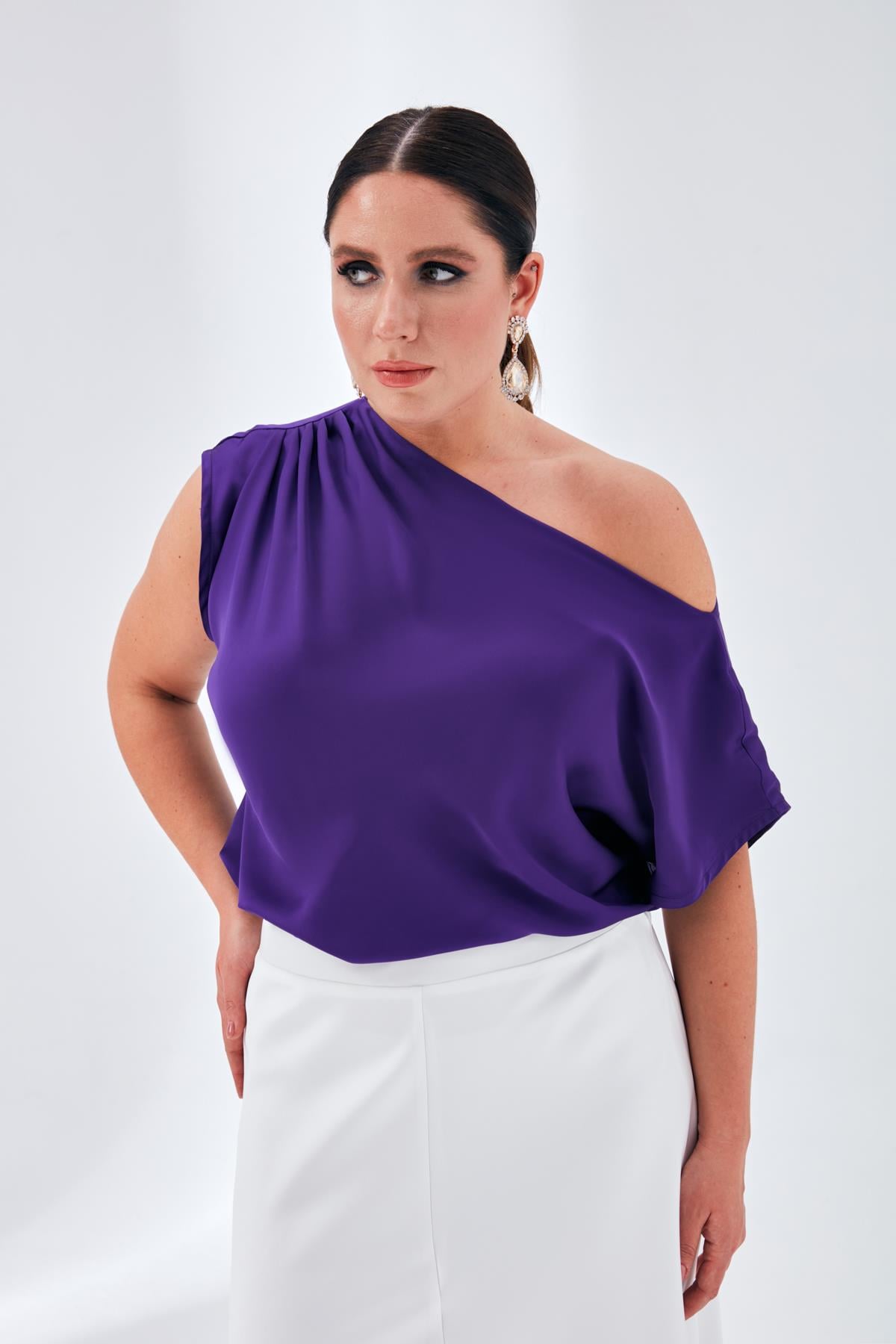 Violet Bluz Mor-Modalody-Büyük Beden Bluzlar