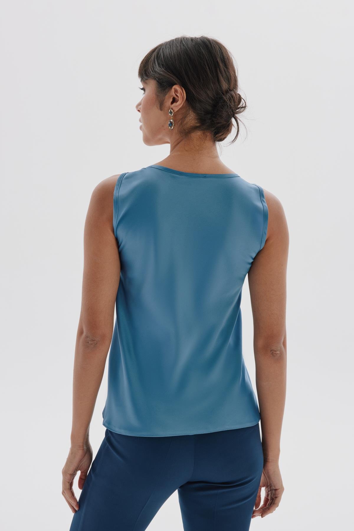 Viva Blouse Azul-Modalody-Plus Size Blouses