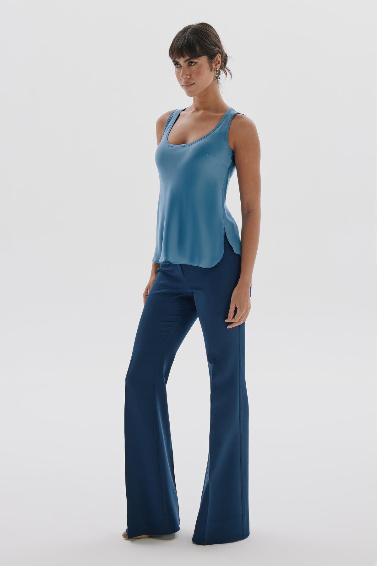 Viva Blouse Azul-Modalody-Plus Size Blouses