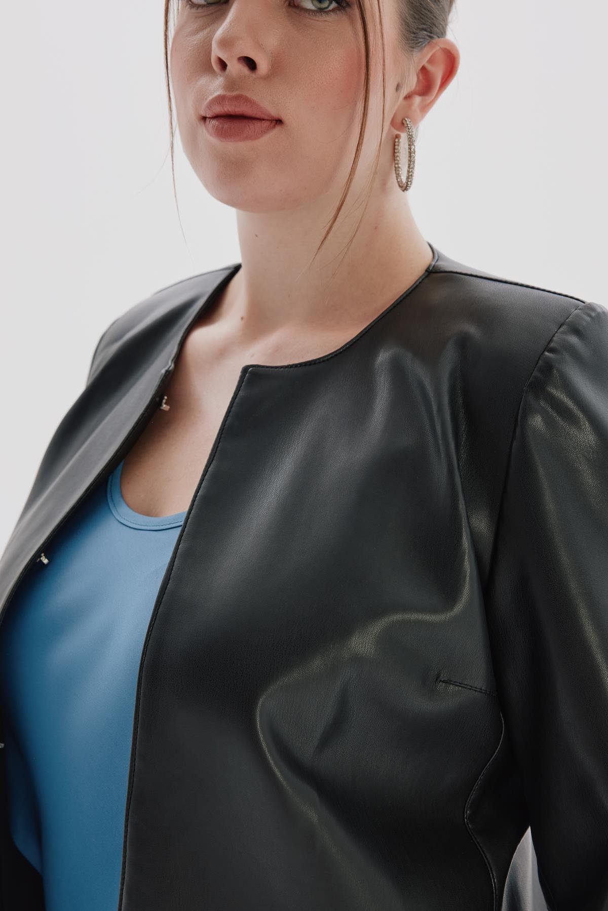 Viva Blouse Azul-Modalody-Plus Size Blouses