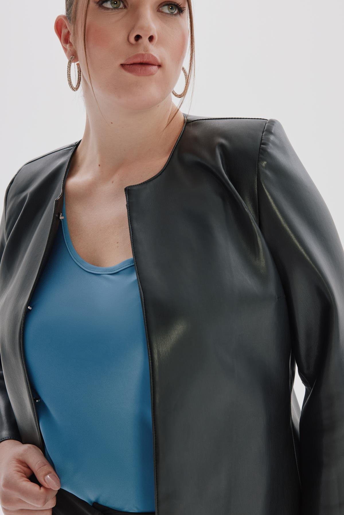 Viva Blouse Azul-Modalody-Plus Size Blouses