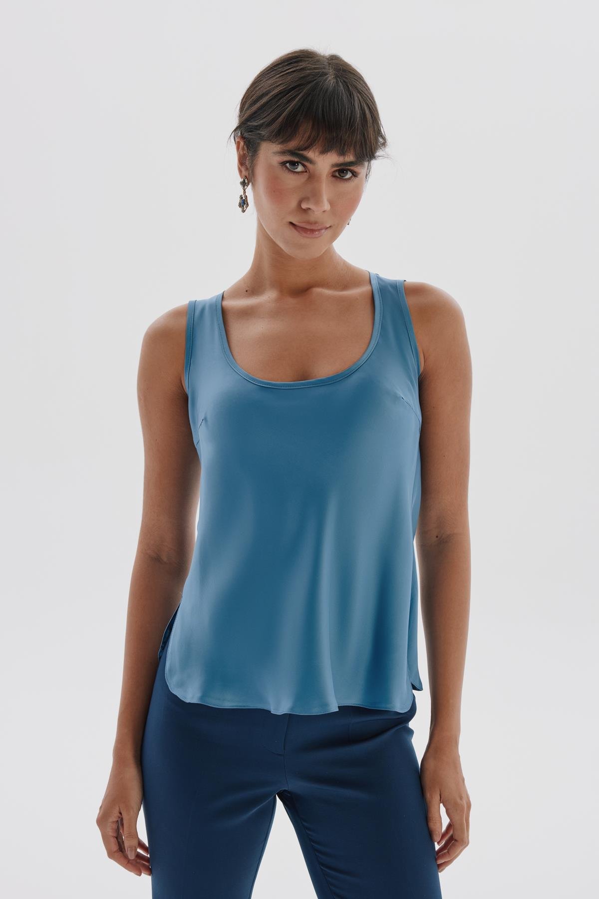 Viva Blouse Azul-Modalody-Plus Size Blouses