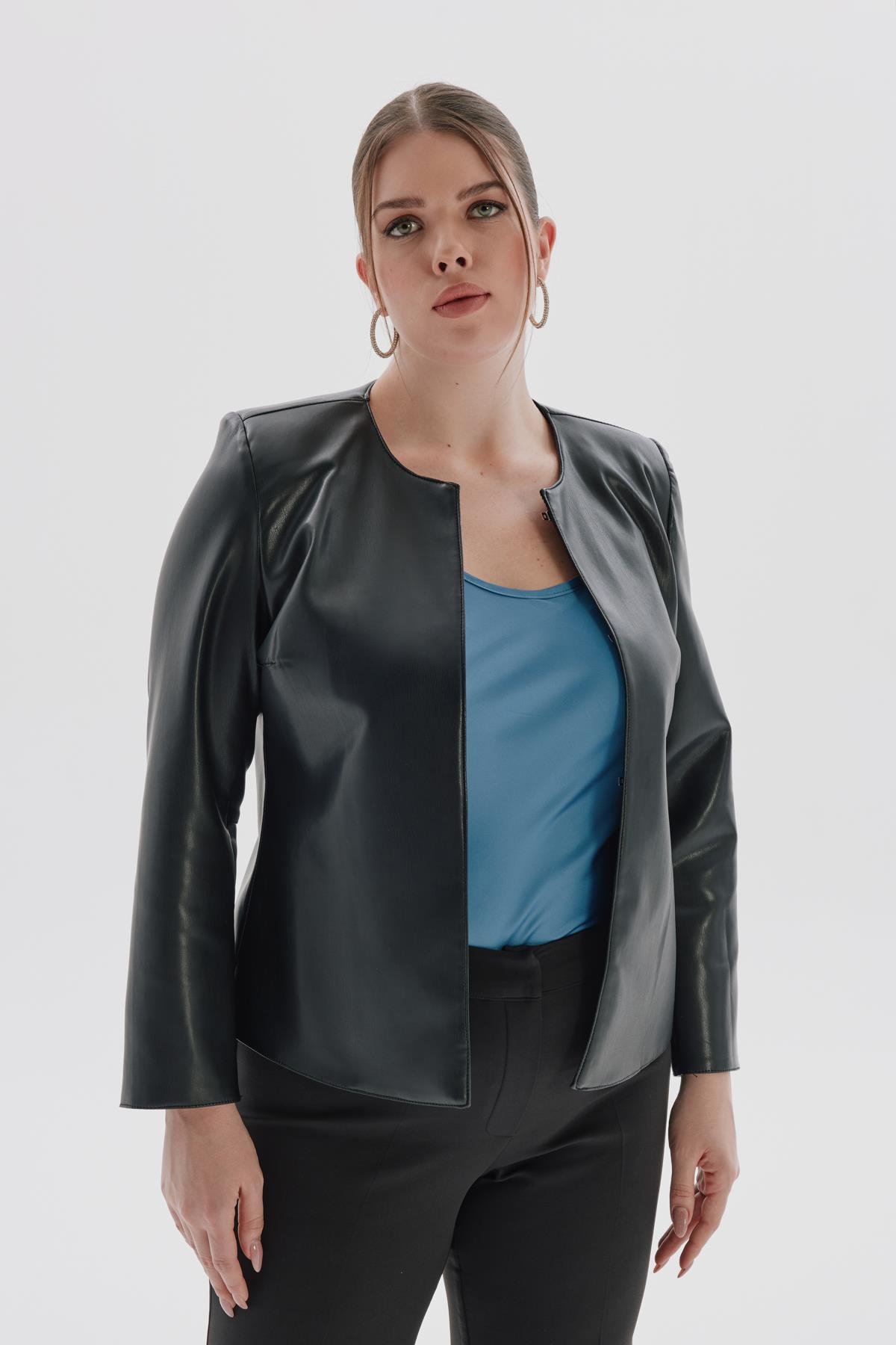 Viva Blouse Azul-Modalody-Plus Size Blouses