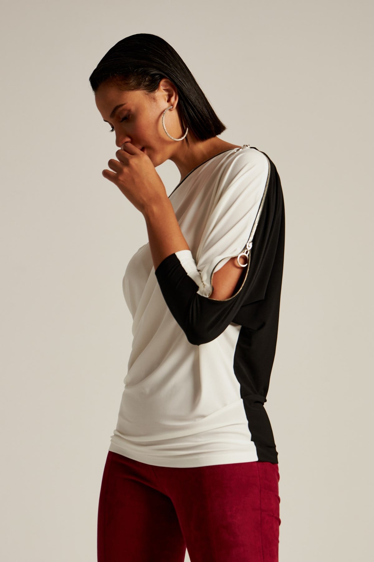 Zip Blouse Duo-Modalody-Plus Size Blouses