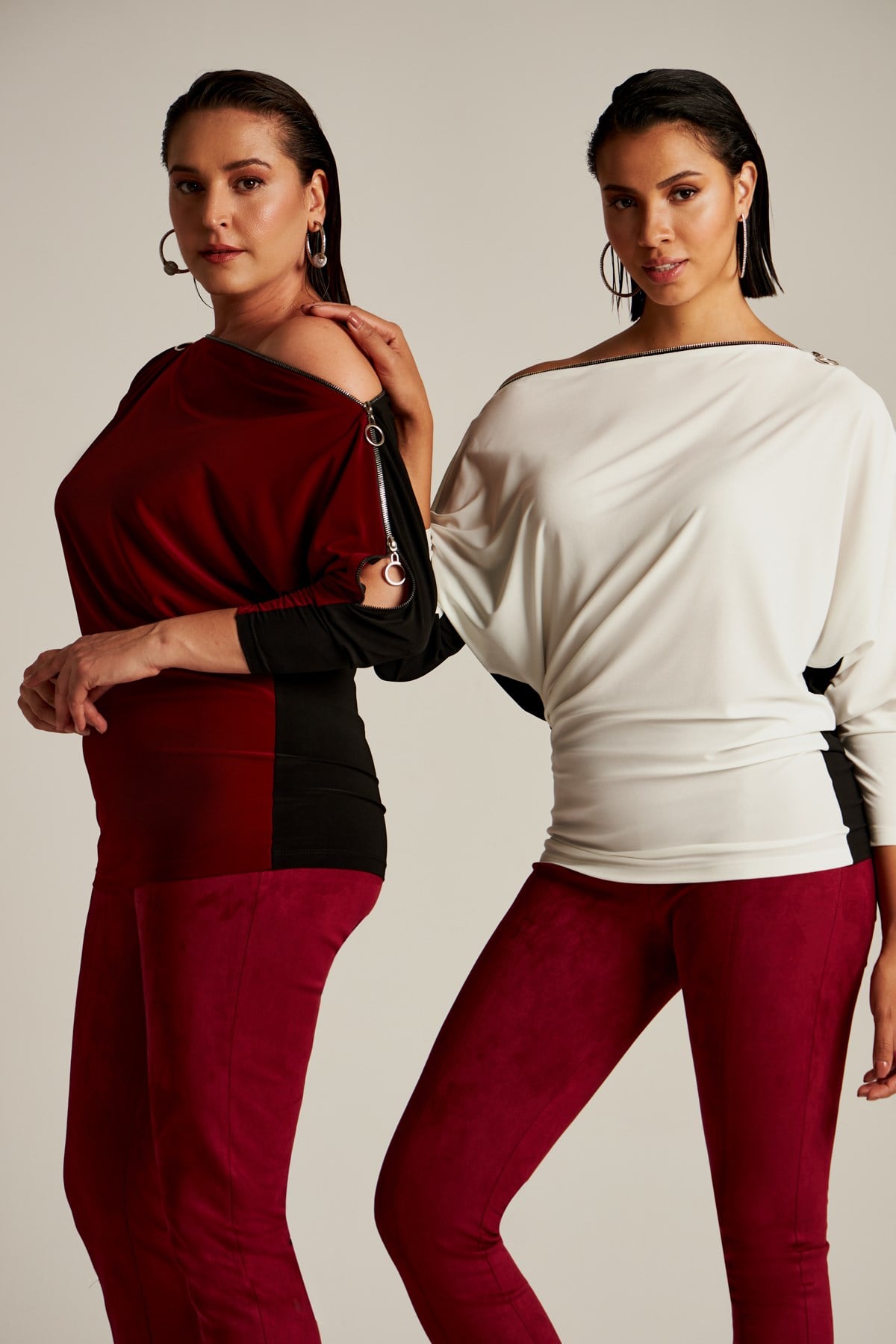 Zip Blouse Duo-Modalody-Plus Size Blouses