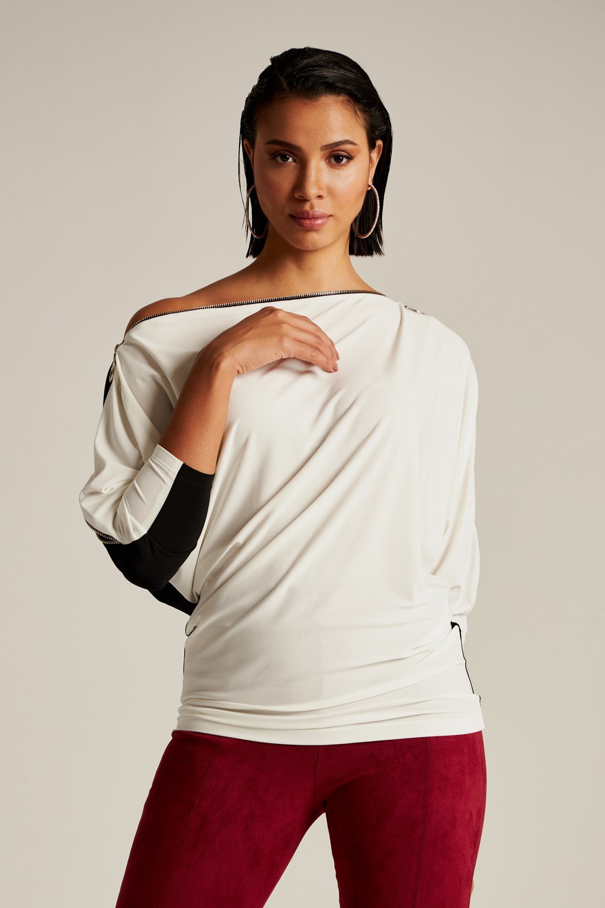 Zip Blouse Duo-Modalody-Plus Size Blouses