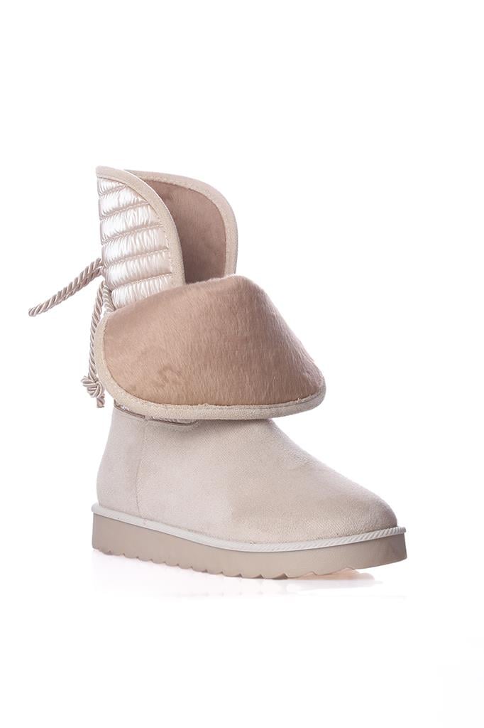 Bağcık Detaylı İçi Sıcak Astarlı Krem Kadın Bot