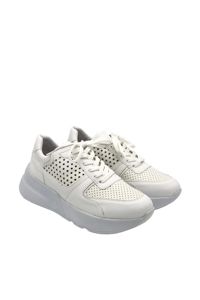 Beyaz Deri Kadın Spor Ayakkabısı