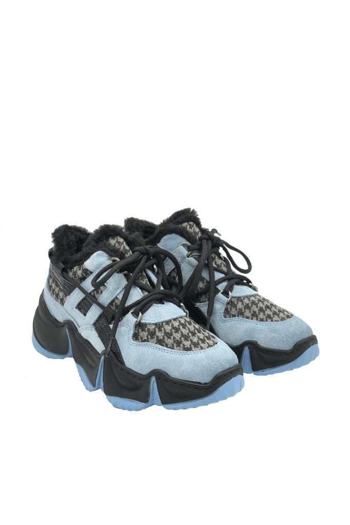 Buz Mavi Kadın Deri Spor Ayakkabı