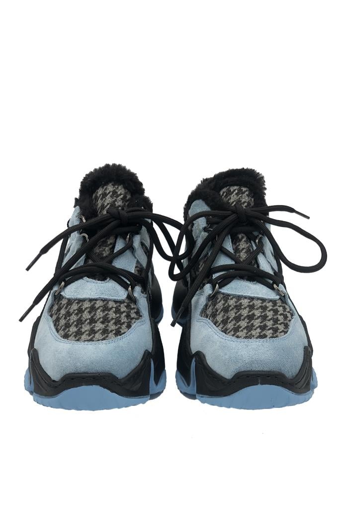 Buz Mavi Kadın Deri Spor Ayakkabı