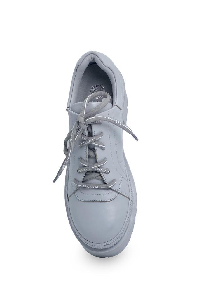 Gri Gerçek Hakiki Deri Kadın Loafer Ayakkabı