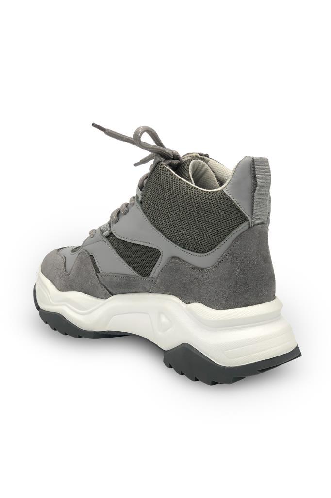 Hakiki Deri Gri Chunky Wave Kadın Sneakers 
